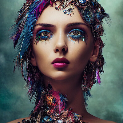 And3d and3d rusty metal woman portrait covered in jewels and crystals 06c45d63 8e53 4317 a636 034988dde1de