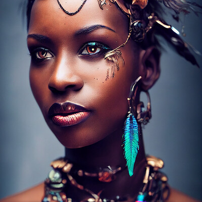 And3d and3d rusty metallic steampunk african woman portrait covered i bc174521 c40a 455b 9a9b 4b12ef2a5c36