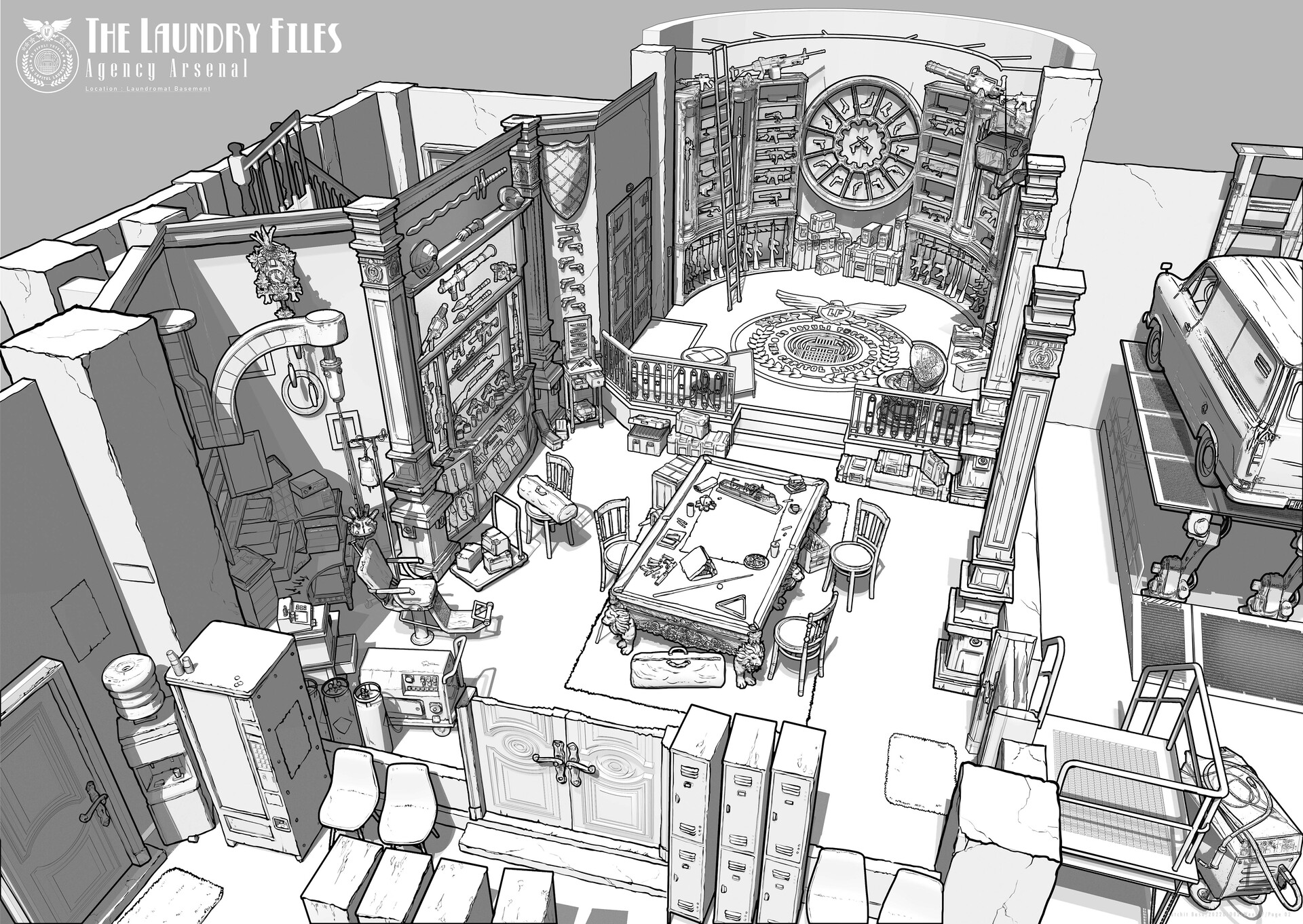 Satchit Basu The Laundry Files Agency Armory Cutaway