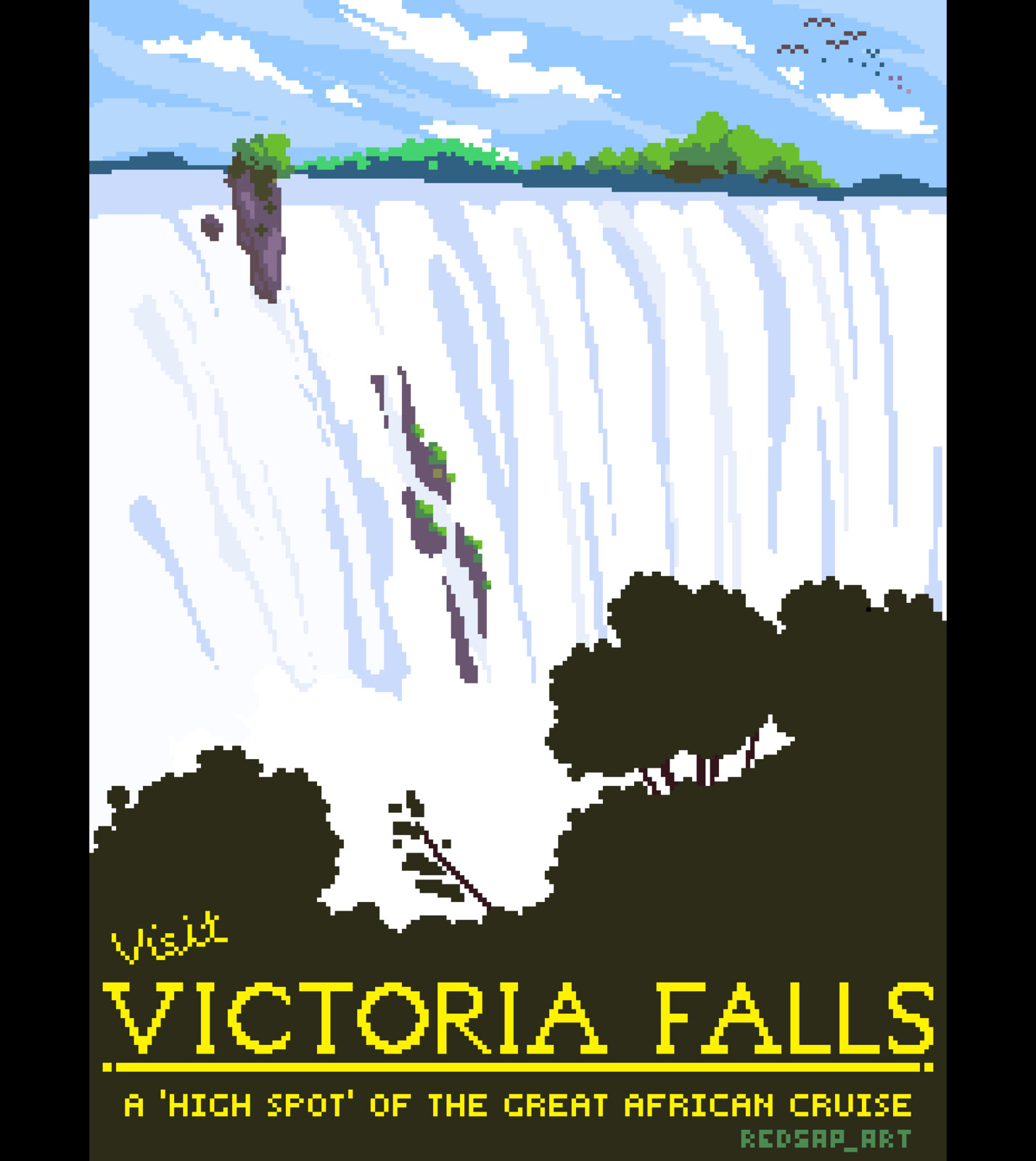 Victoria Falls Pixel Poster