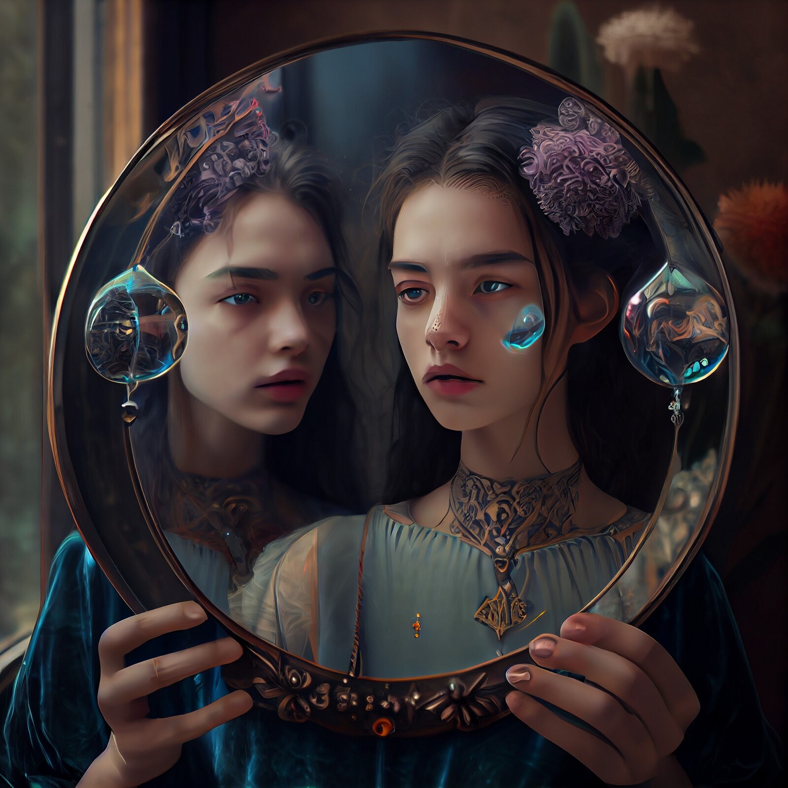 Midjourney batch 1 // Celestial mirror aesthetology photorealistic surrealism