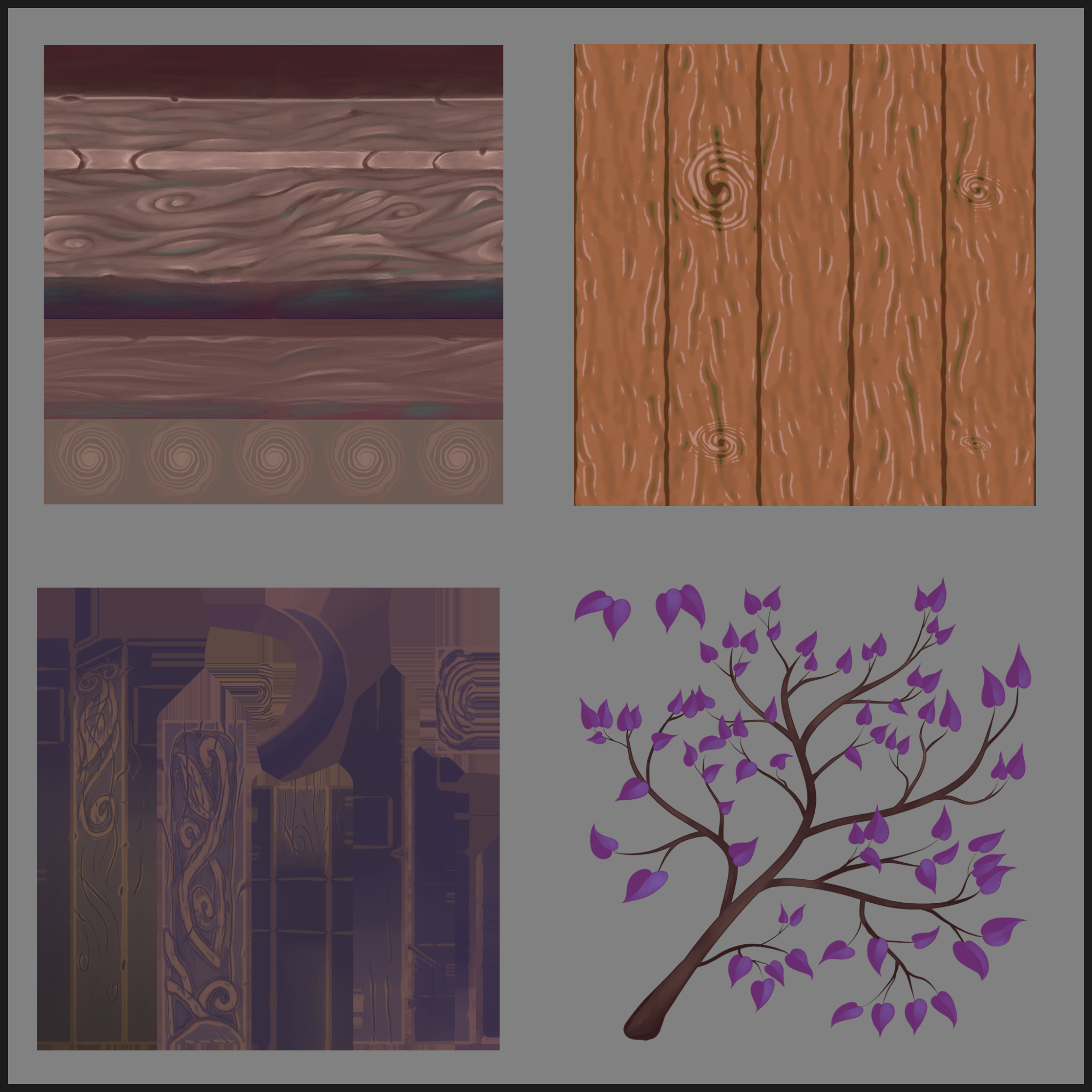 Some textures showing both hand painted and procedural work