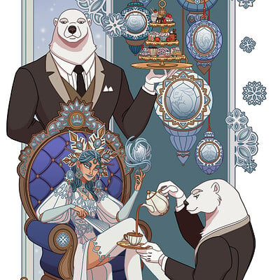 Jessica madorran patreon november 2022 twisted snow queen extravagant winter wonderand illustration artstation02