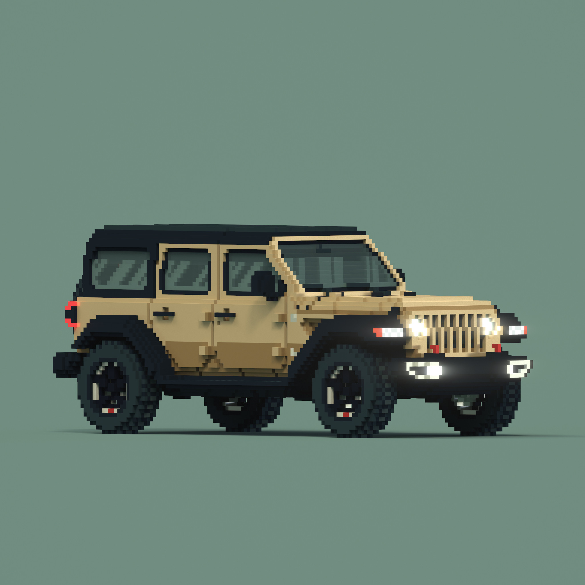 Side profile of voxel 2018 Jeep Wrangler  Unlimited.