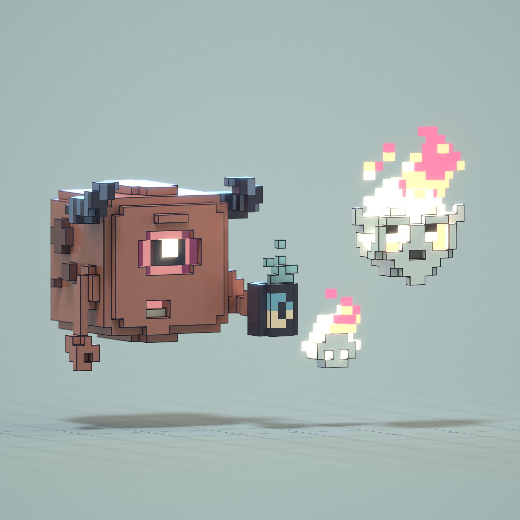 Voxel Pain Elemental Pop and his two Lost Soul children. 