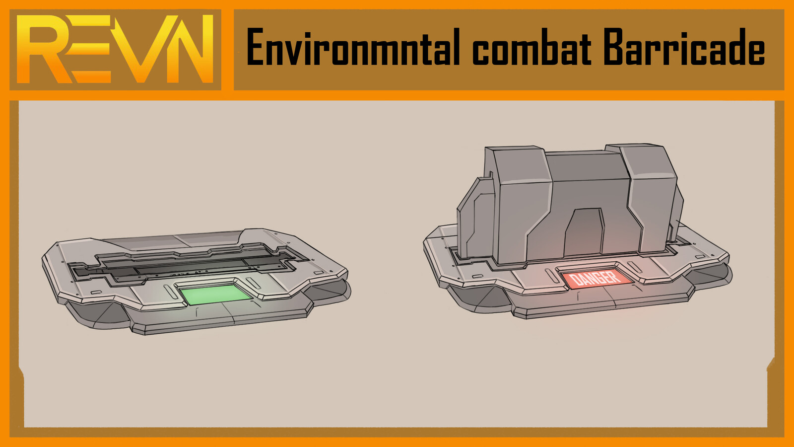 A possible design for a environmental combat barricade that would rise out of the ground when a player gets near it.