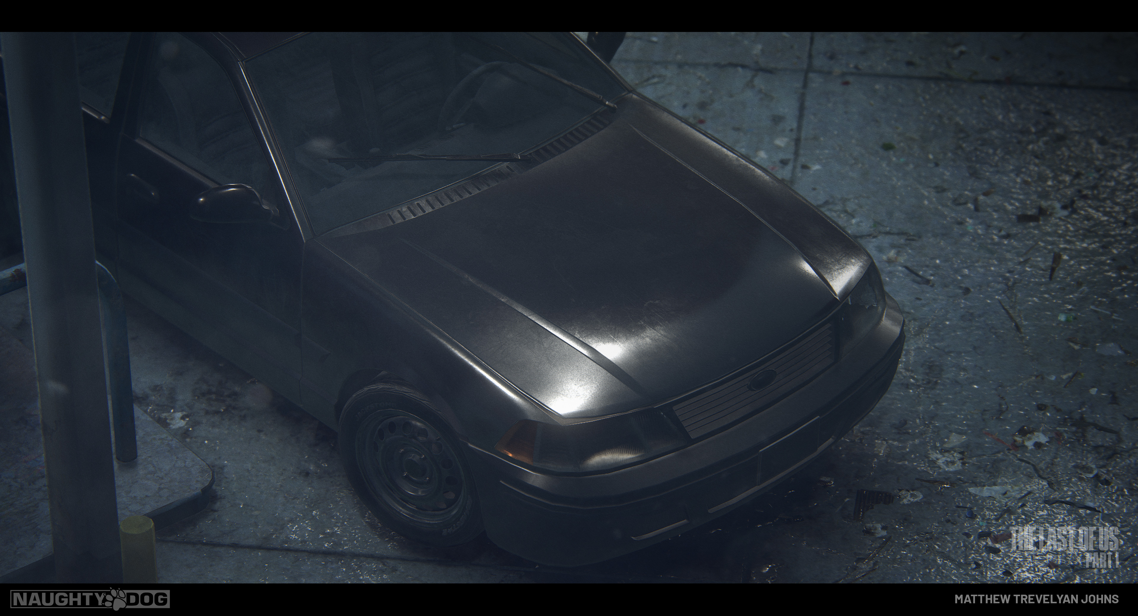 For the vehicle look 'before the outbreak' Barry Evans, our incredible technical shader artist and I were really excited at the chance to try and replicate a more realistic car paint that would be used just for the opening sequence of the game