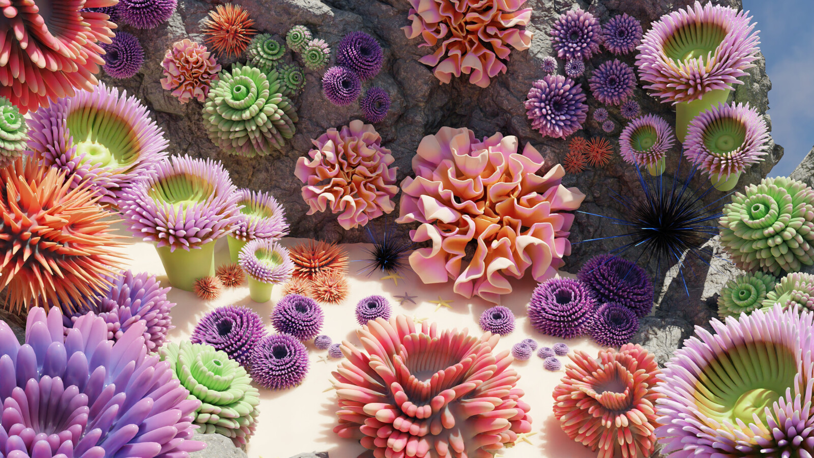 Lowpoly Coral, Urchins, Anemones