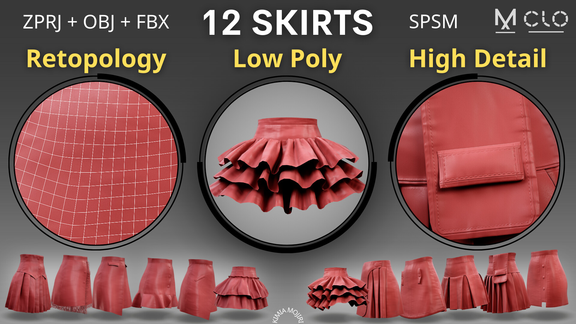 ArtStation - 12 Low Poly Skirts - 4k Textures - Smart material