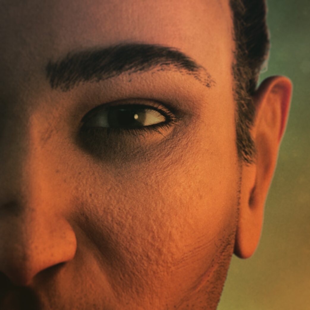 Close up of details of the face Maya, Redshift