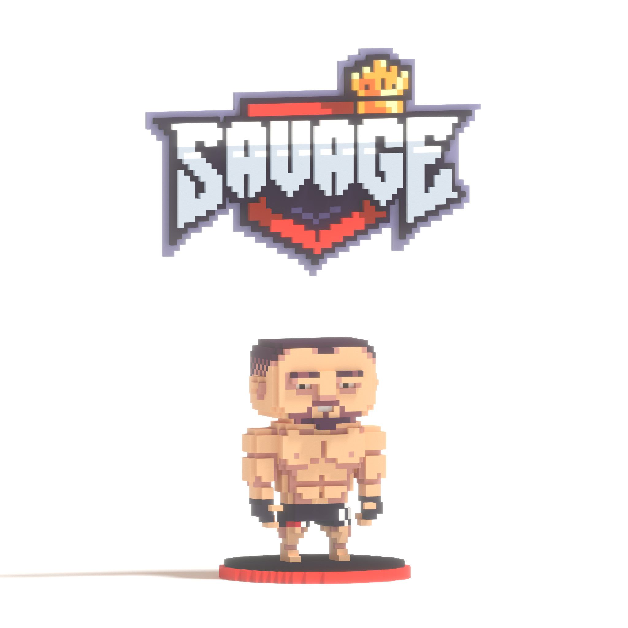 Richie "Savage" Lewis Voxel Character Figurine created and rendered in Magicavoxel.