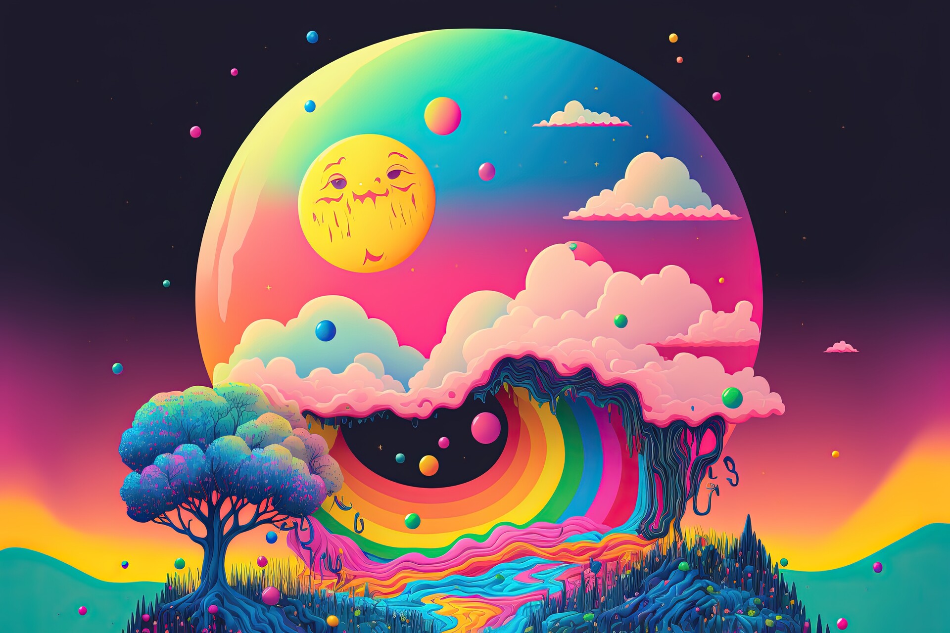 ArtStation - 8k+ Digital Print Download of Psychedelic Paint Drip Rainbow  Rain Clouds 1.2 - Psychedelia Dripping Paint Rainy Landscape - Artwork /  Illustration / Reference Art