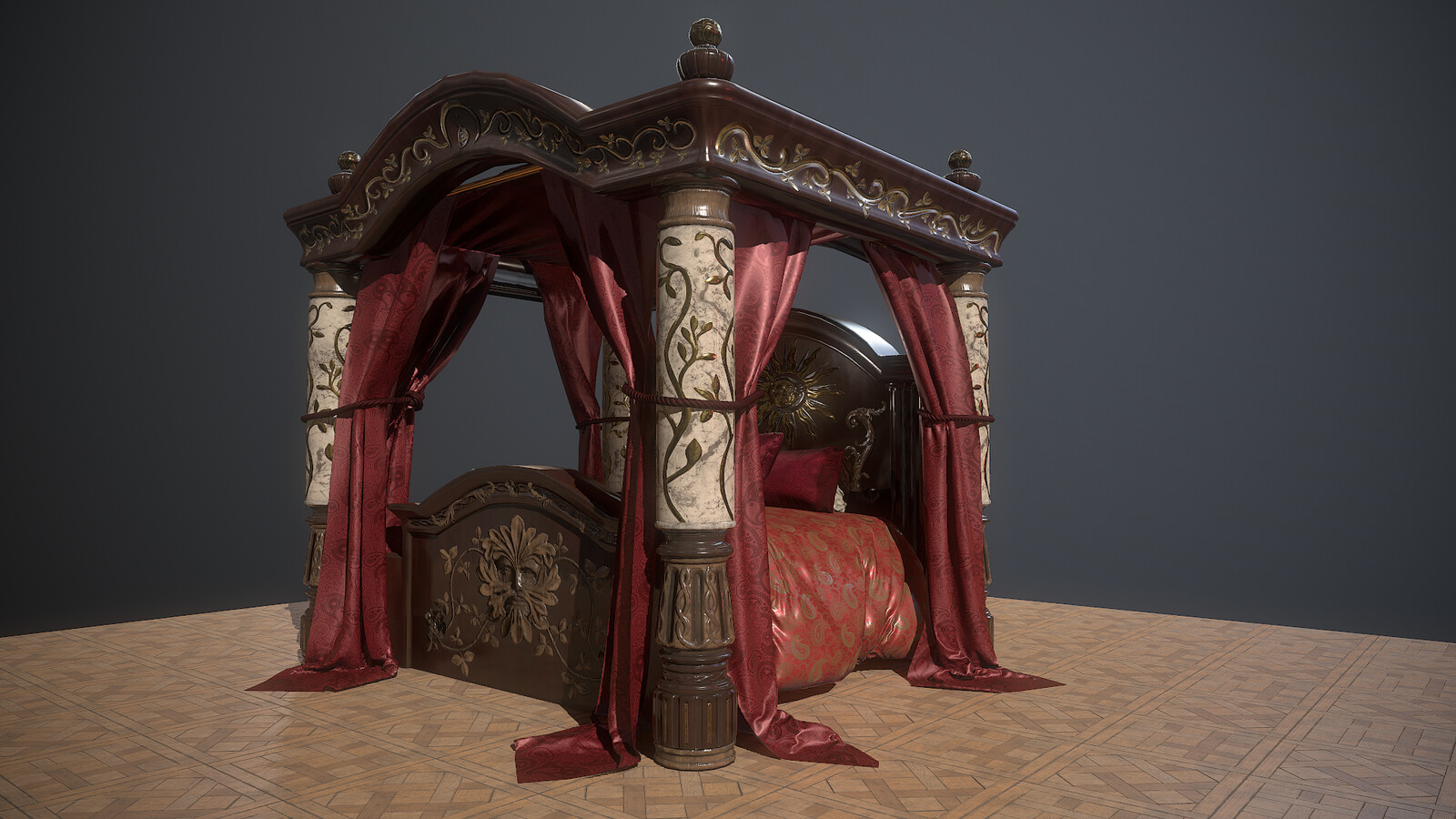 Ornate medieval/Renaissance/Baroque bed. 