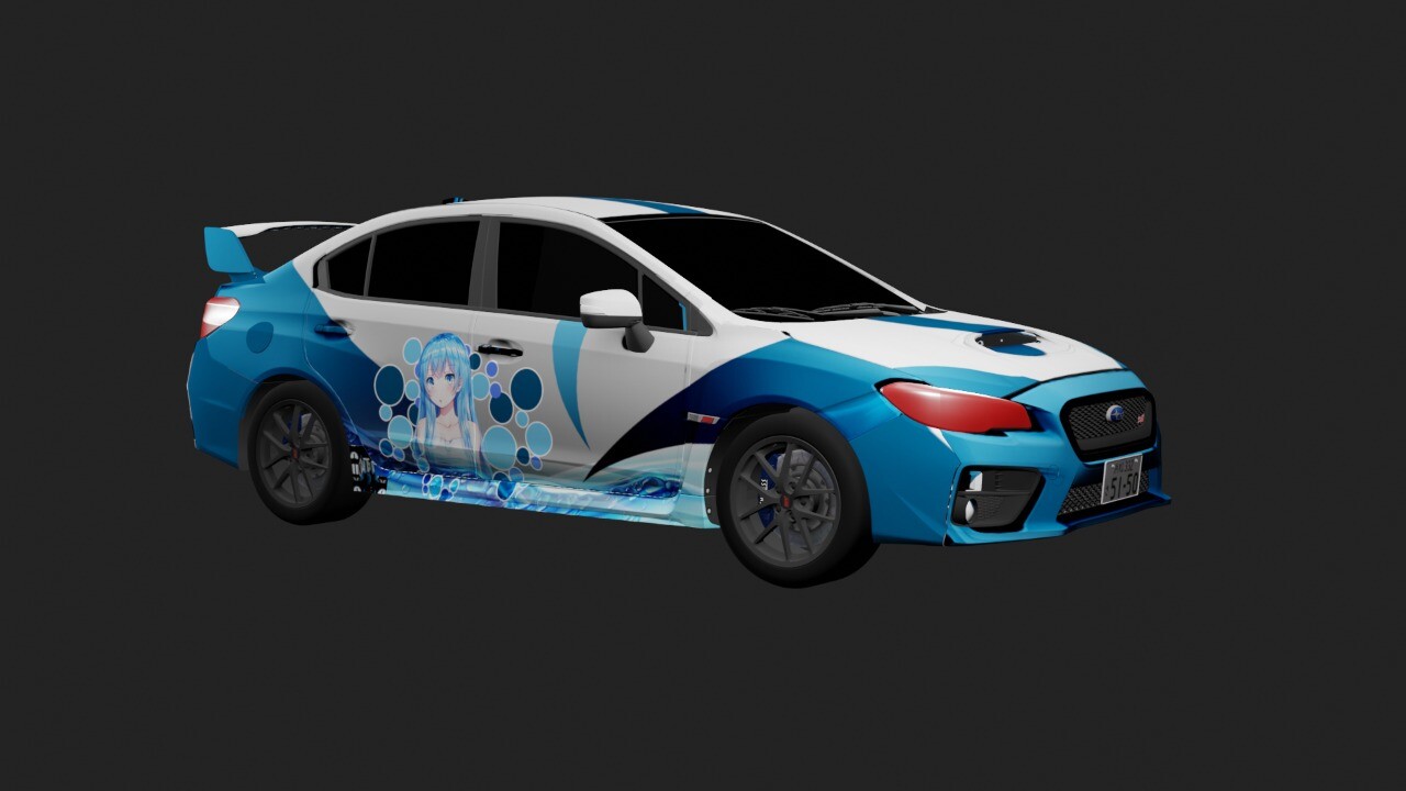 ArtStation - 3D Car Model with Itasha Anime Wrap Texture