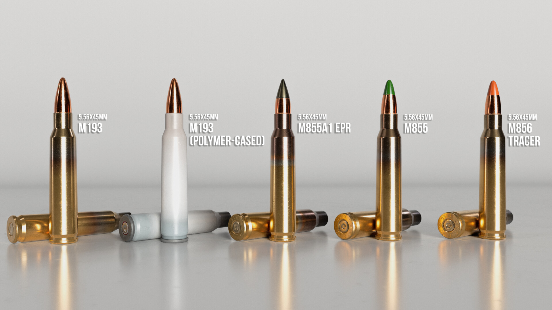 Noah glenn 5 56mm ammo assortment 5 56x45mm m193 m855a1 m855 m856