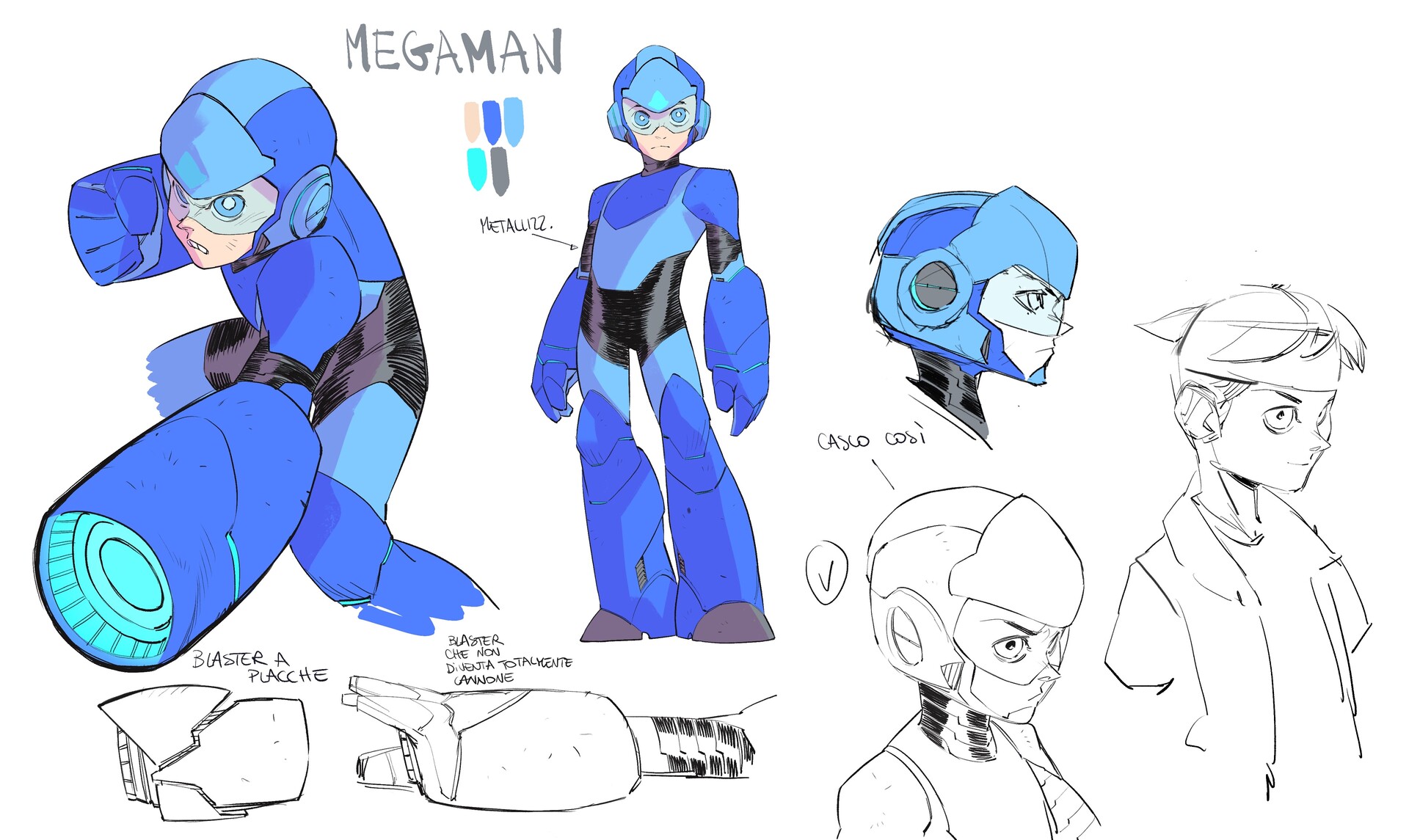 ArtStation Mega Man Fully Charged Character Sheet Mega Man