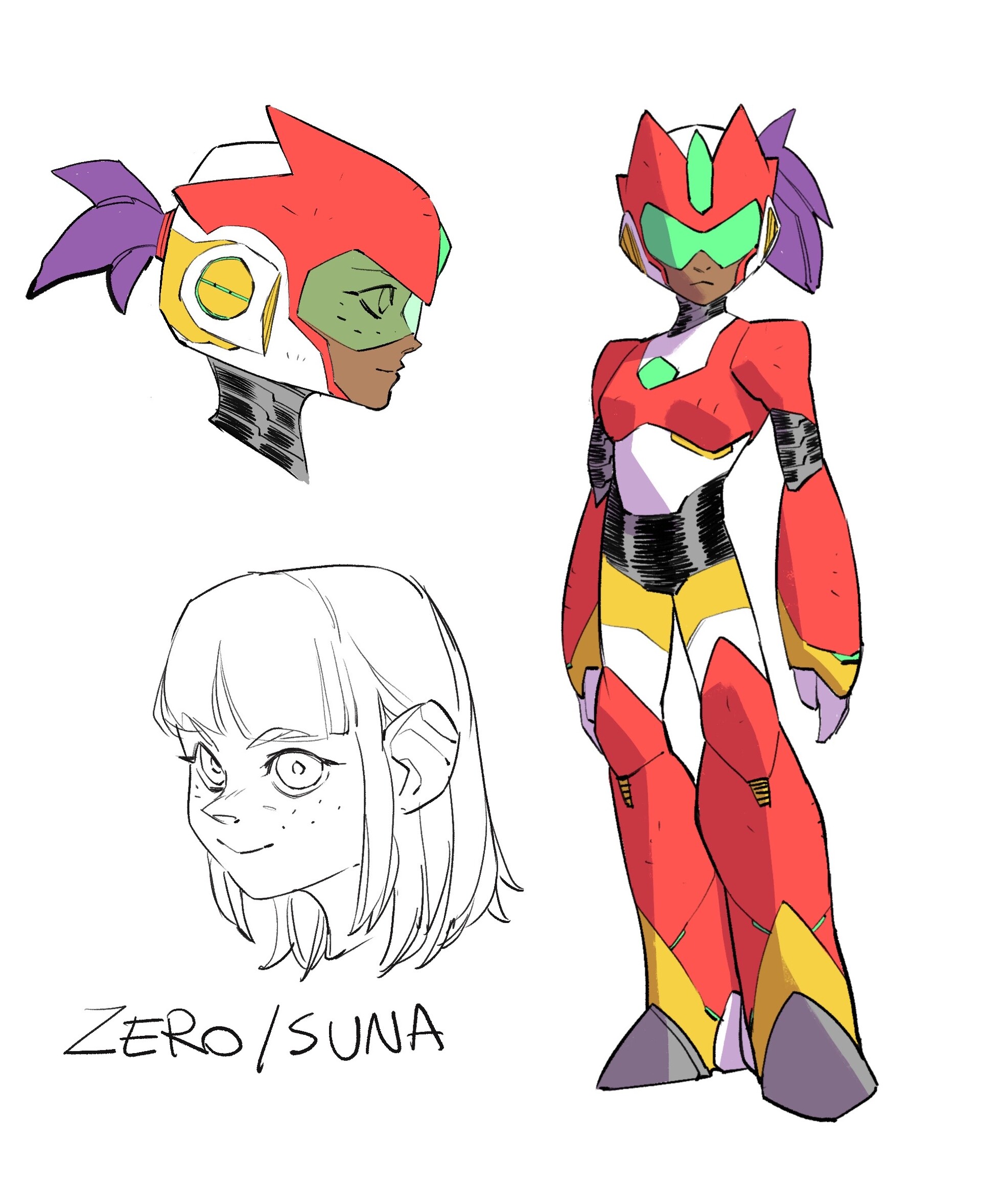 ArtStation - Mega Man: Fully Charged - Character Sheet - Zero / Suna