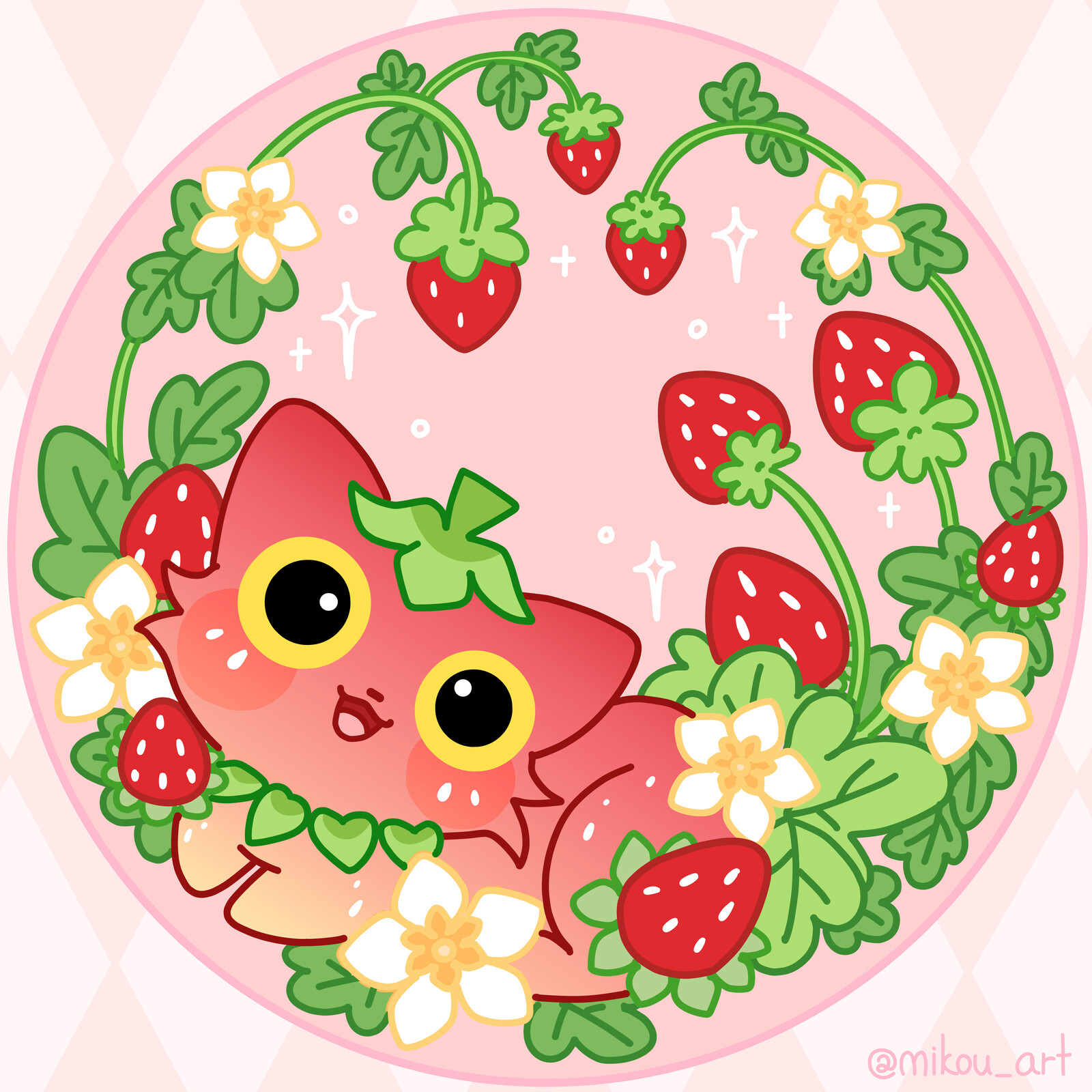  Strawberry Cat Badge and Acrylic Quicksand Coaster Design