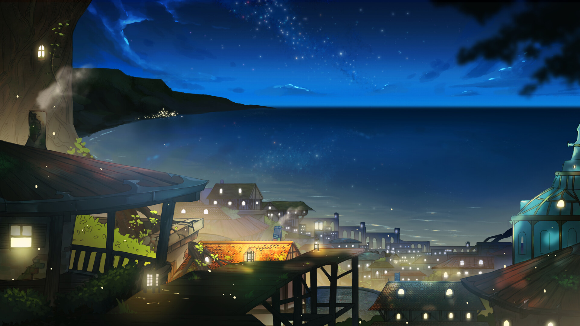 ArtStation - City under night sky