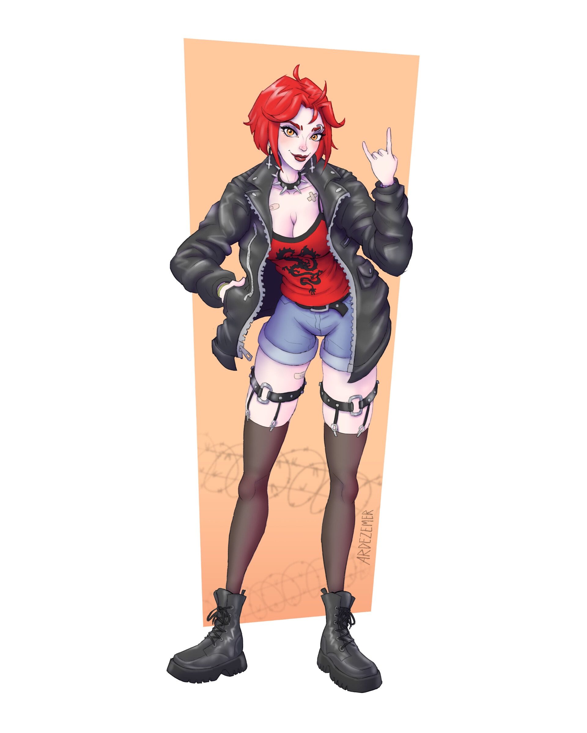 ArtStation - Rose in leather jacket (style experiment)