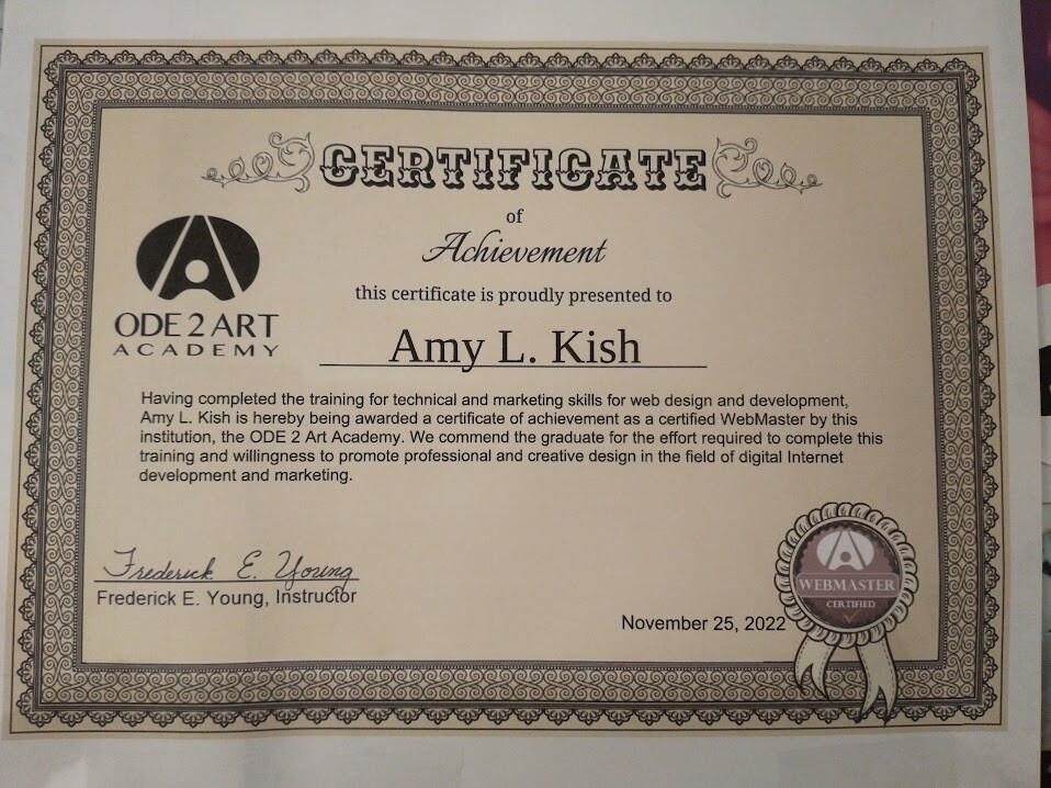ArtStation Certificate for Web Designer started in 2000 new class