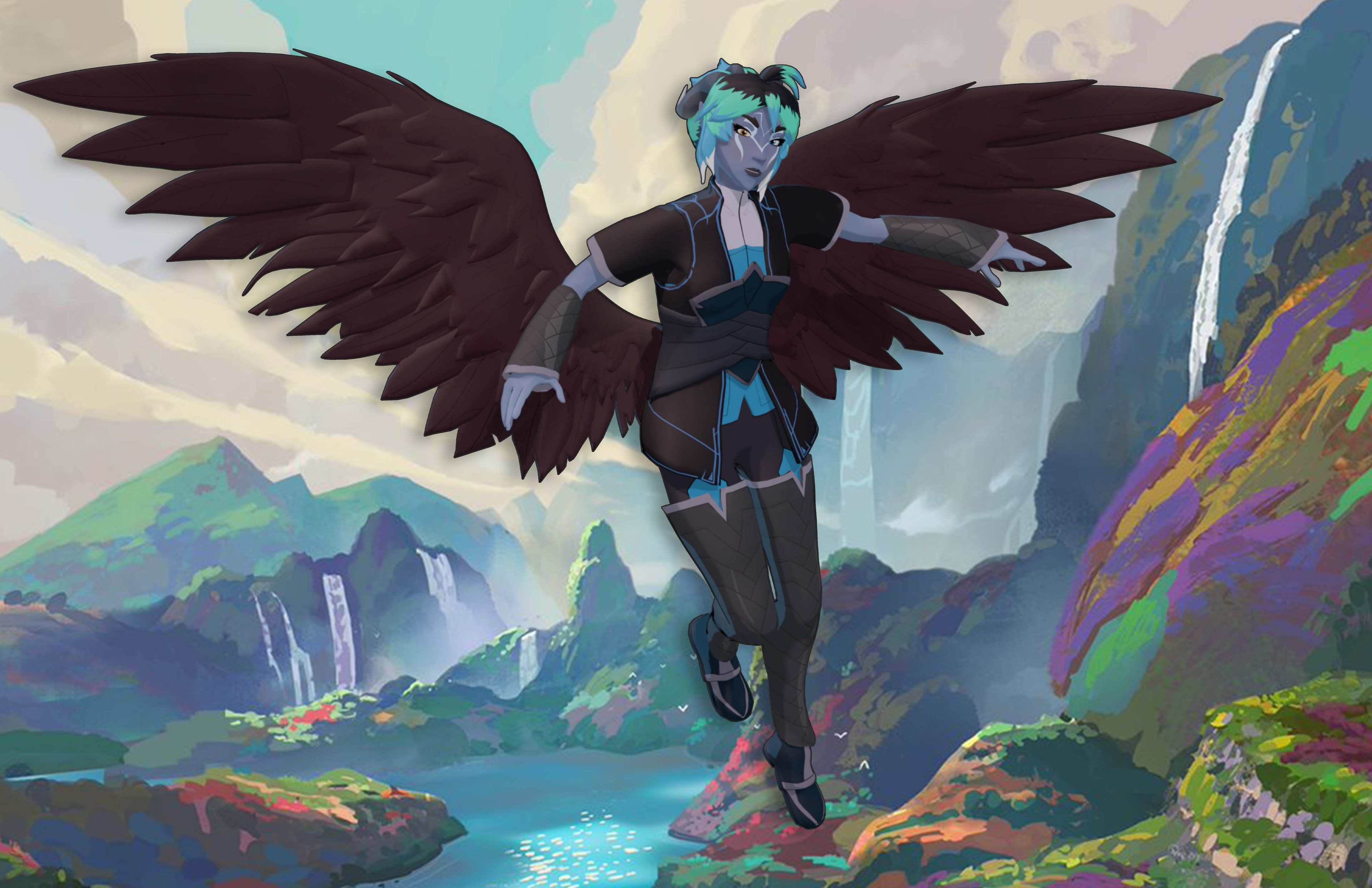 Back drop is a still from The Dragon Prince