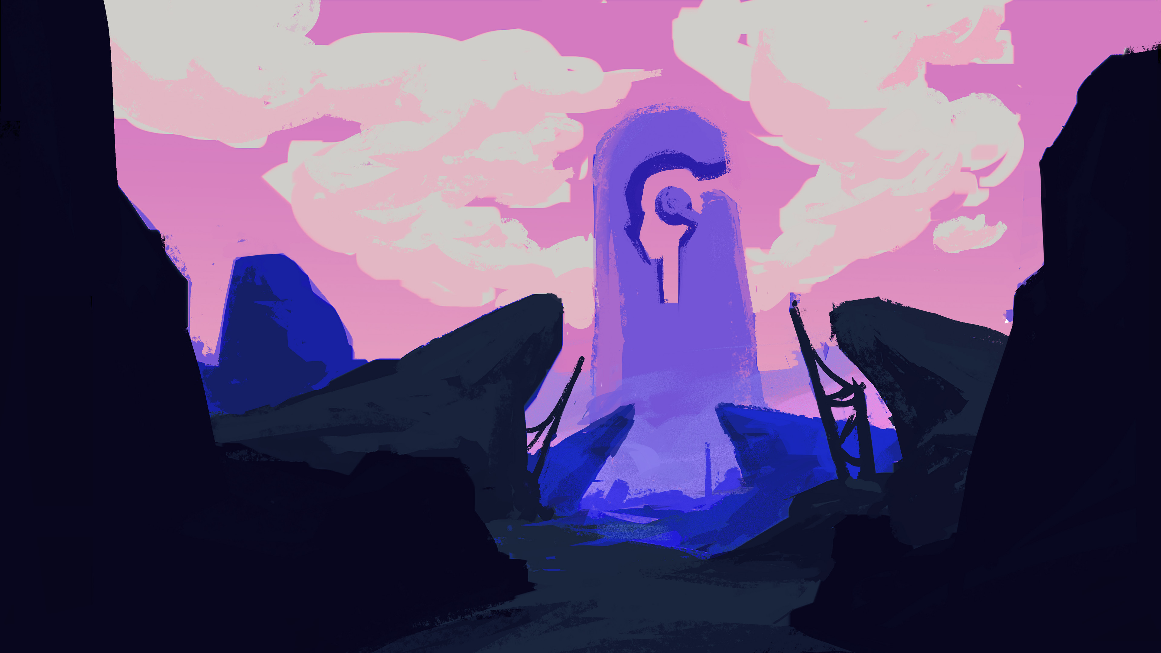 A landscape sketch of an obelisk.