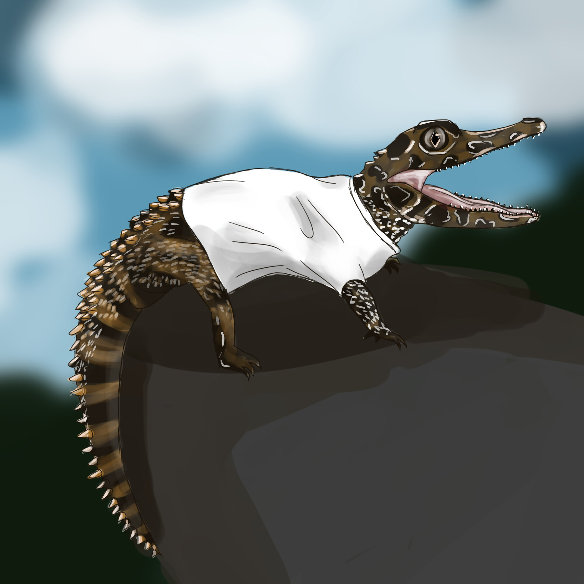 Mini Alligator in a T-shirt by Art_by_spicyjahu