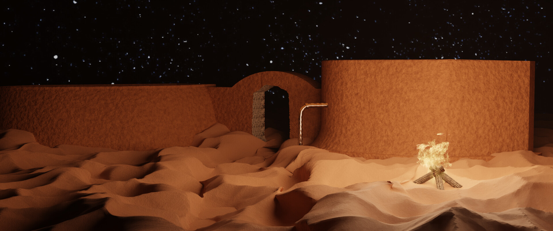ArtStation - Tatooine inspired hut at night
