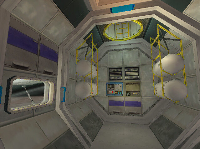Phobos - a station on the moon Phobos is where the game begins. You have to figure out how to move through hatchways with little gravity.