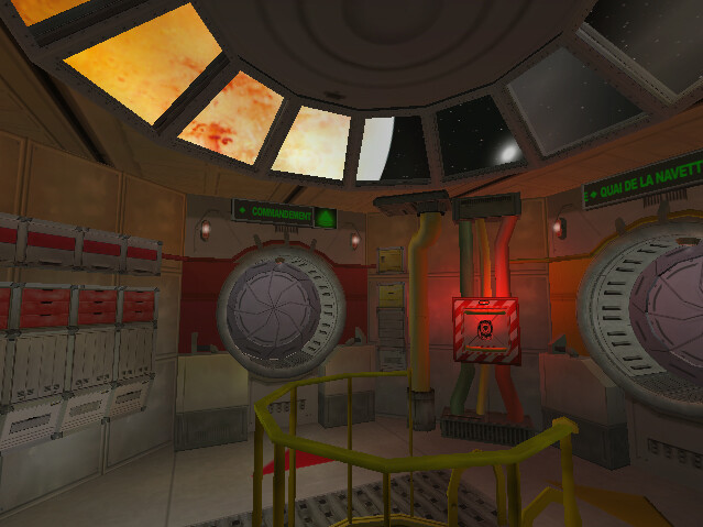 Phobos - a central hub shown before you've used a key to access more (see the red glow?!).  Mars is seen through the window above..
