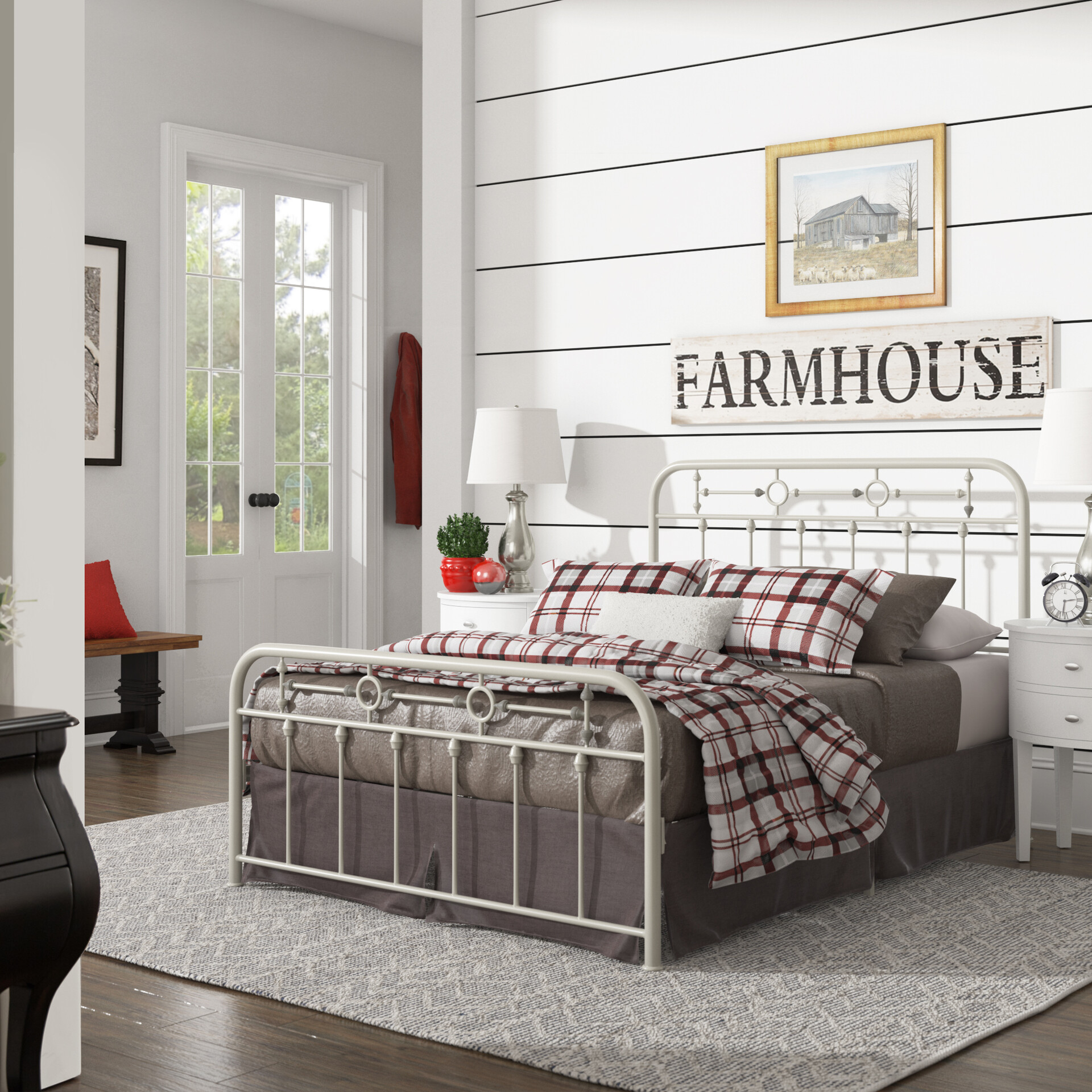Farmhouse style deals metal bed frame