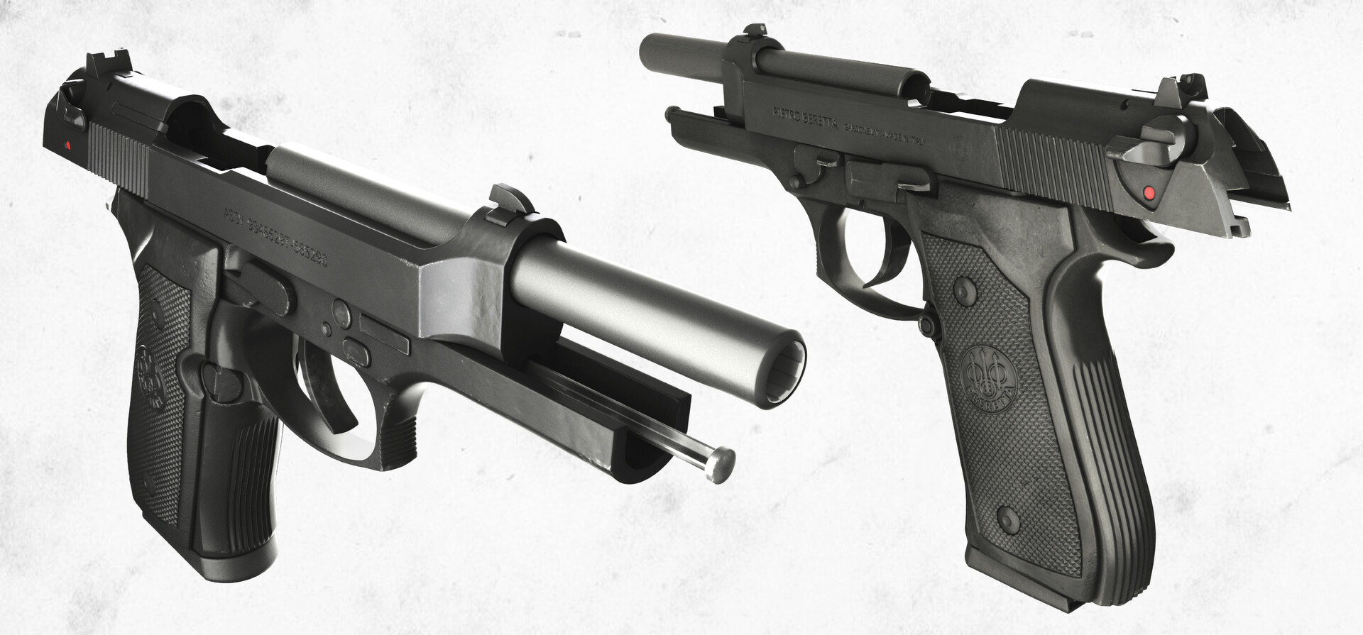Beretta M9 pistol and Hitman's Bedroom diorama. — polycount