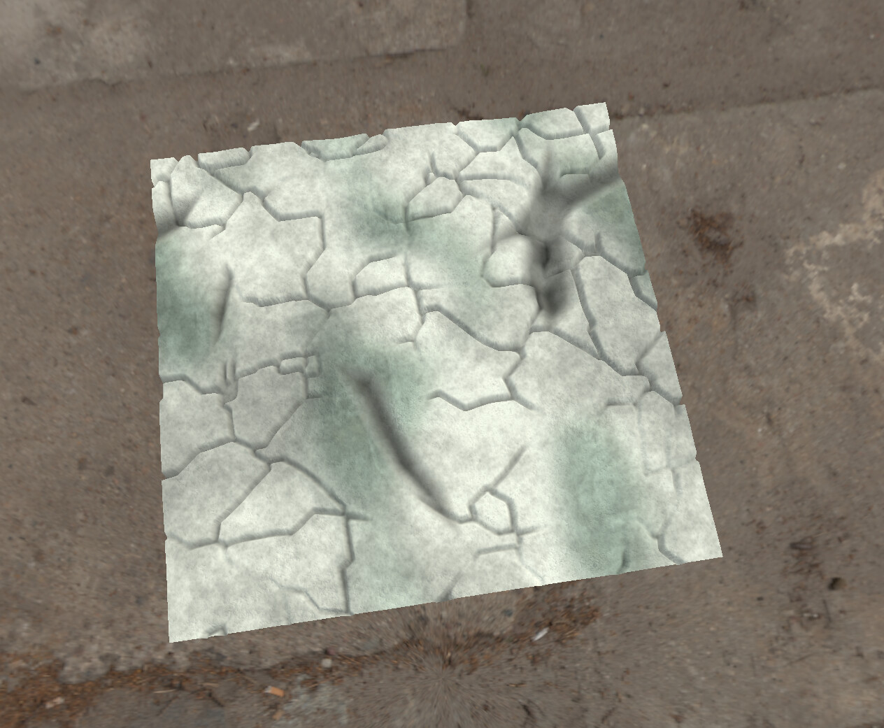 The second variation on a flat plane with displacement + tessellation.
This time without the metal rods.
