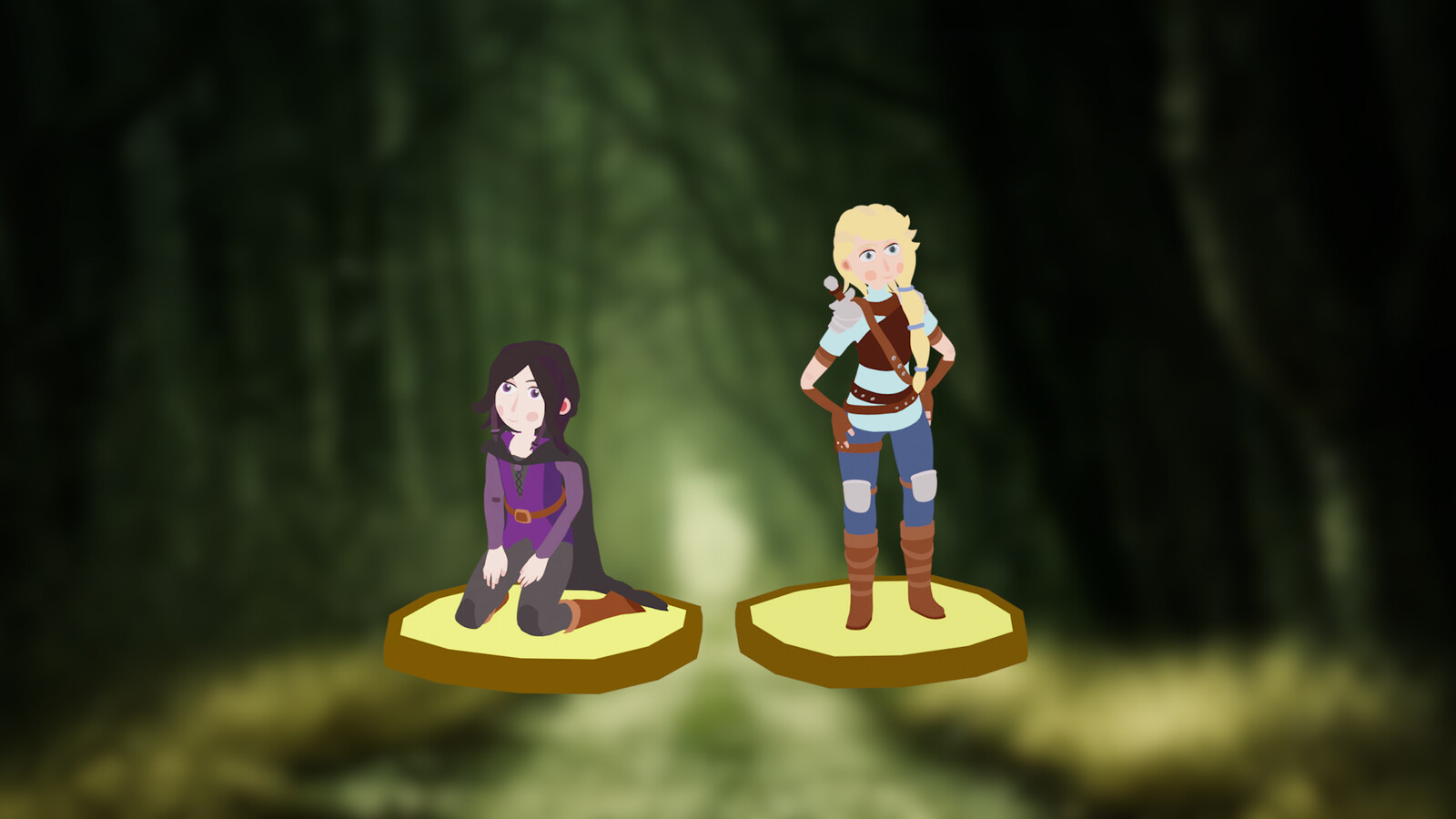Mae (left) and Gwen (right)
Rigging and Posing by Madleen H. (artstation.com/madleenh)
Background from pixabay.