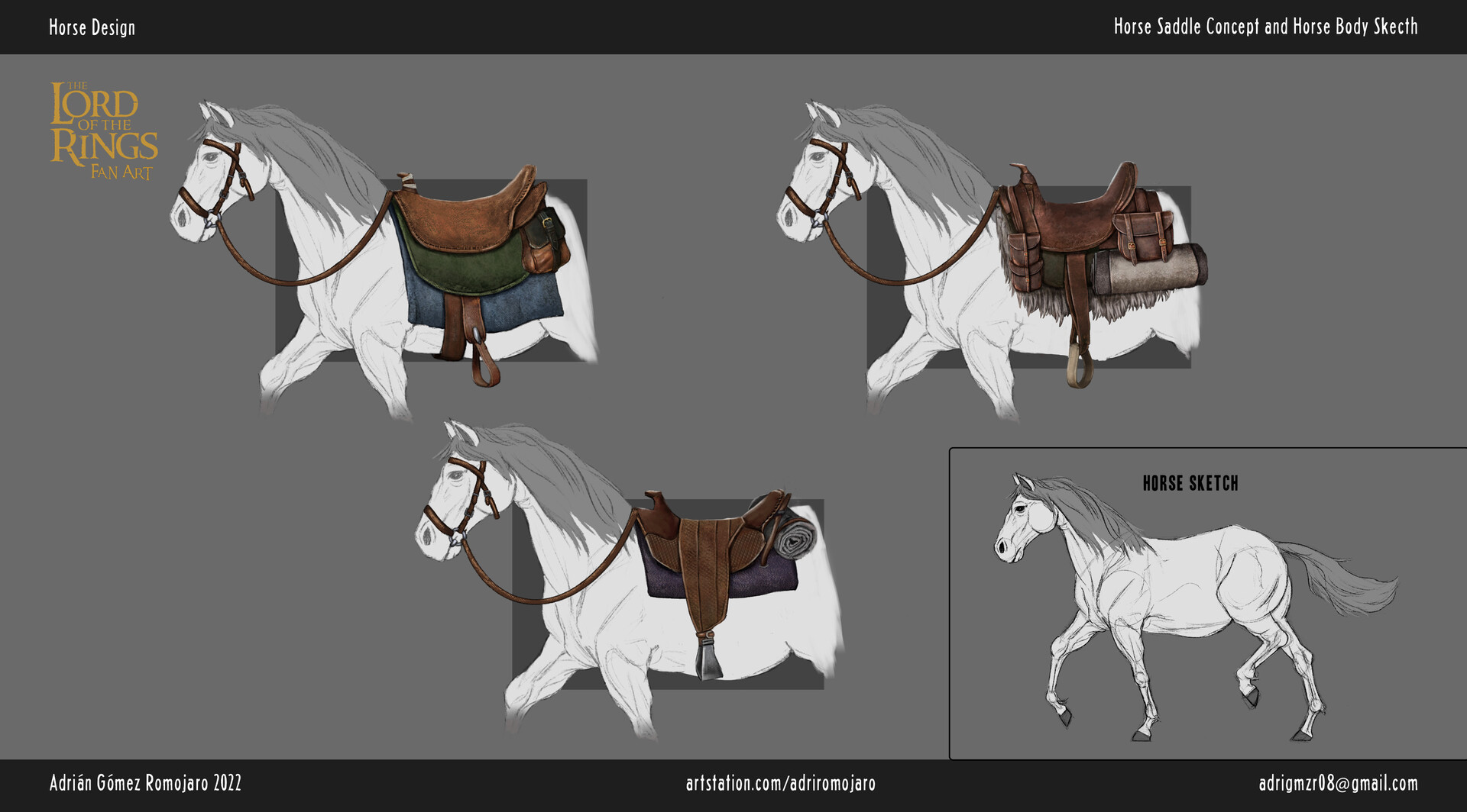 ArtStation Differents concepts of Gandalf's horse riding saddle.