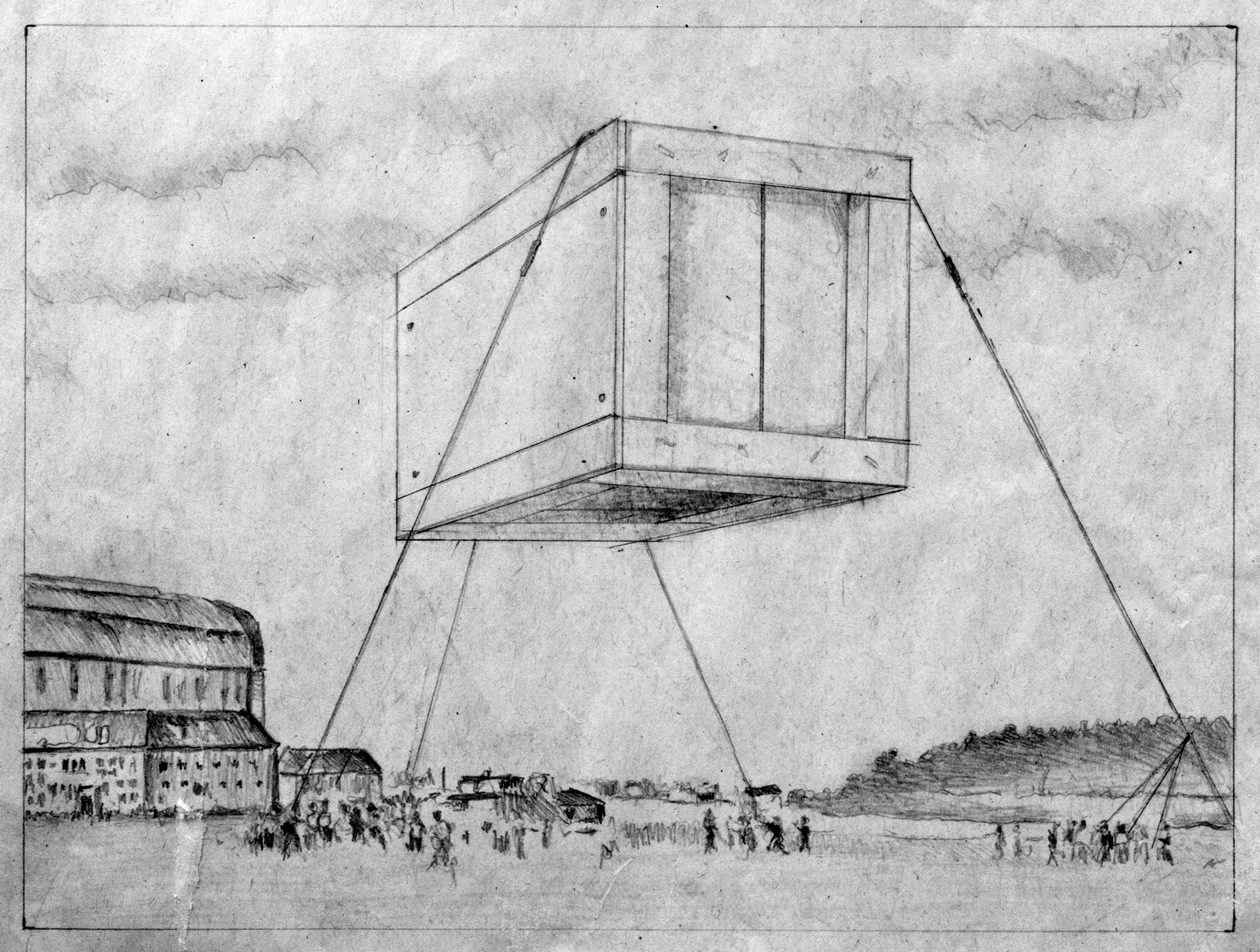 The Crate, Graphite on paper study, 2009