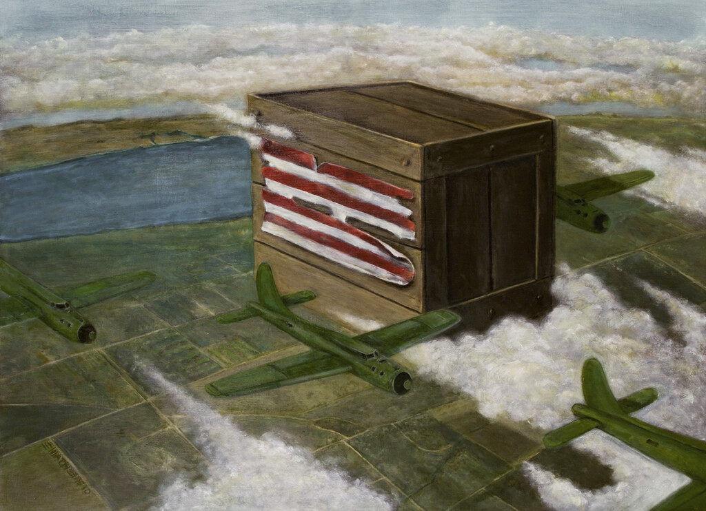 Edmund Mathews, The Escort, 32” x 24”, Oil on wood panel, 2010-2011