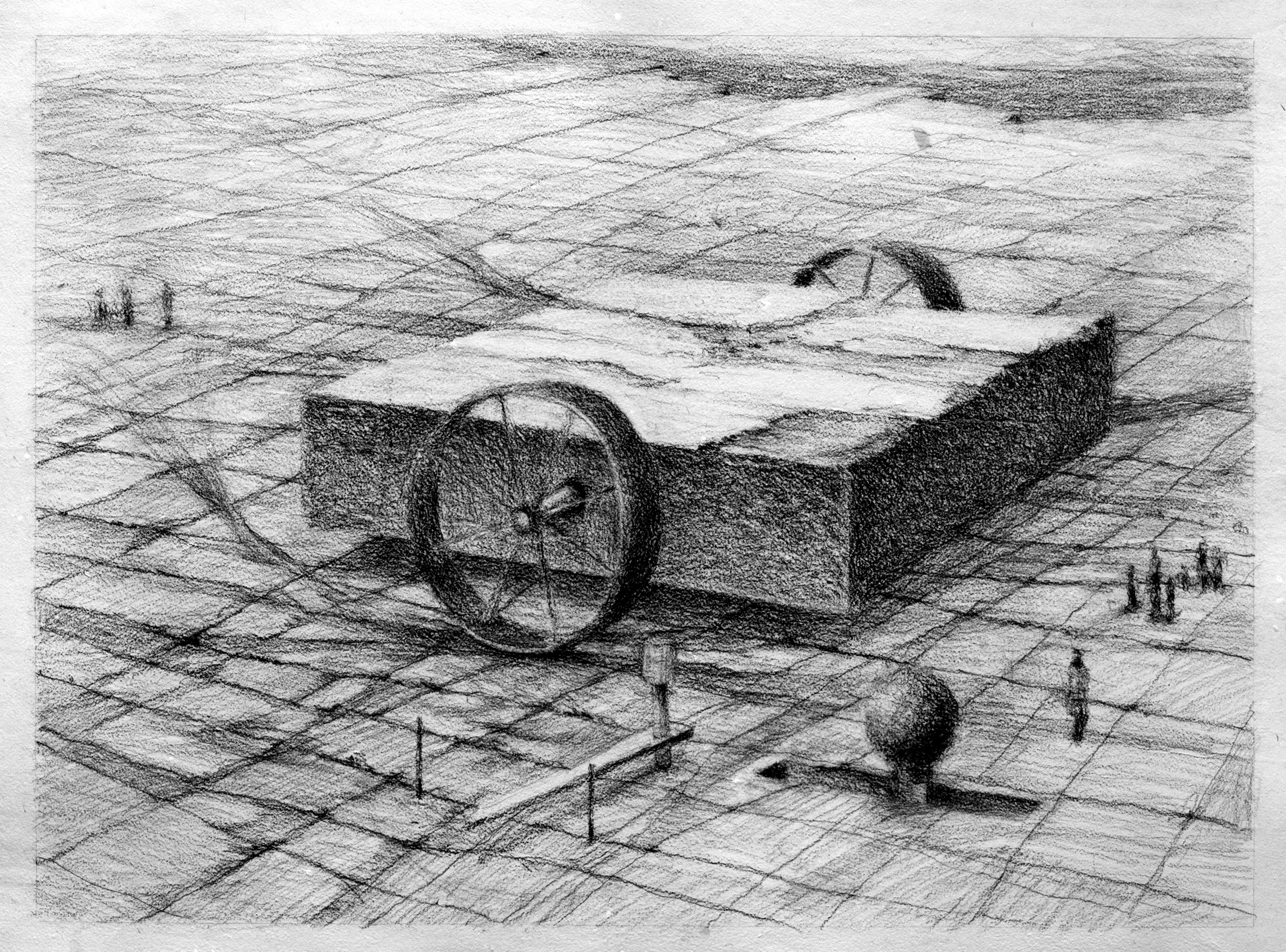 Edmund Mathews, The Game I, 30” x 24”, Charcoal on handmade paper, 2014
