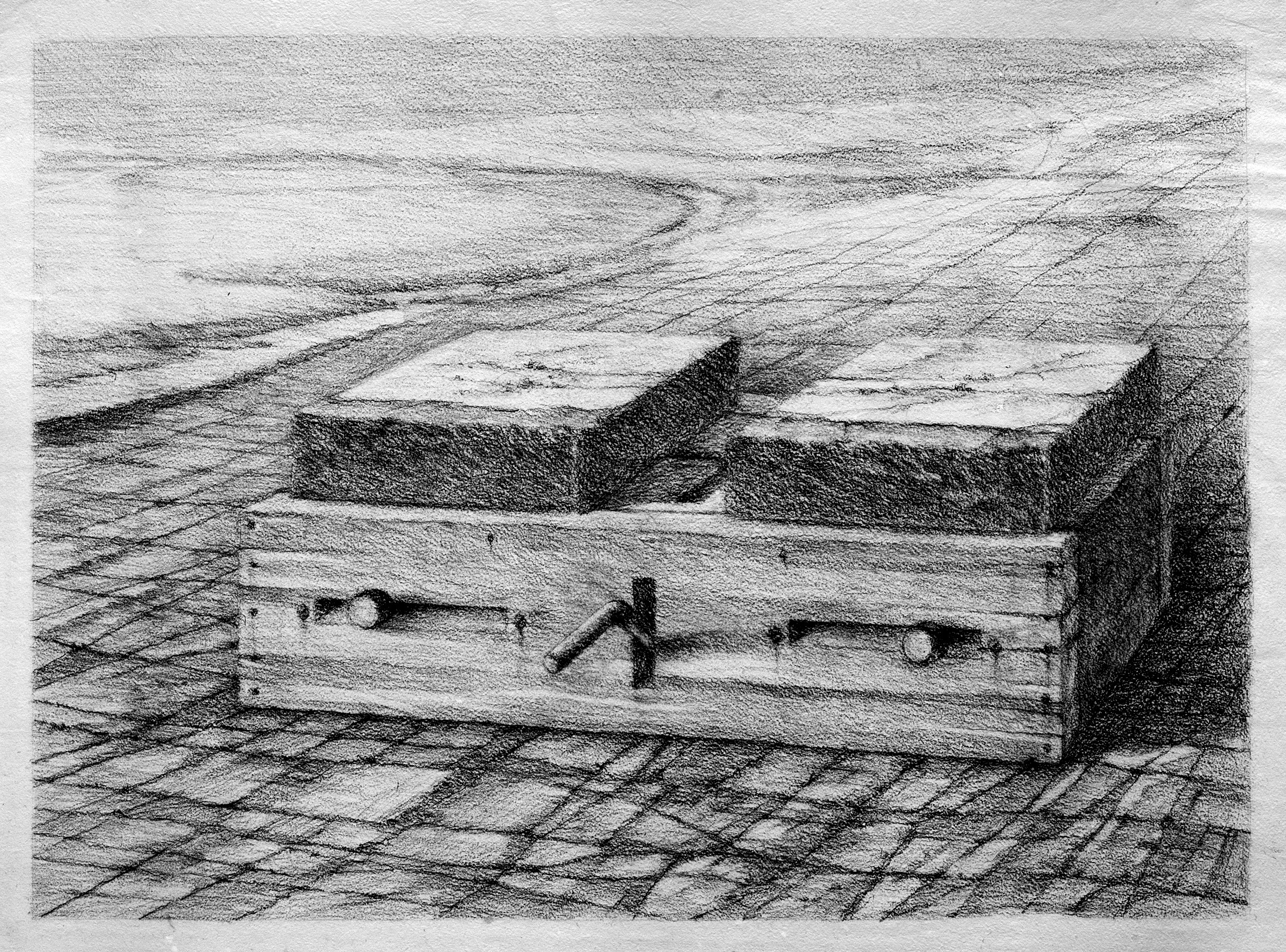 Edmund Mathews, The Game II, 30” x 24”, Charcoal on handmade paper, 2014