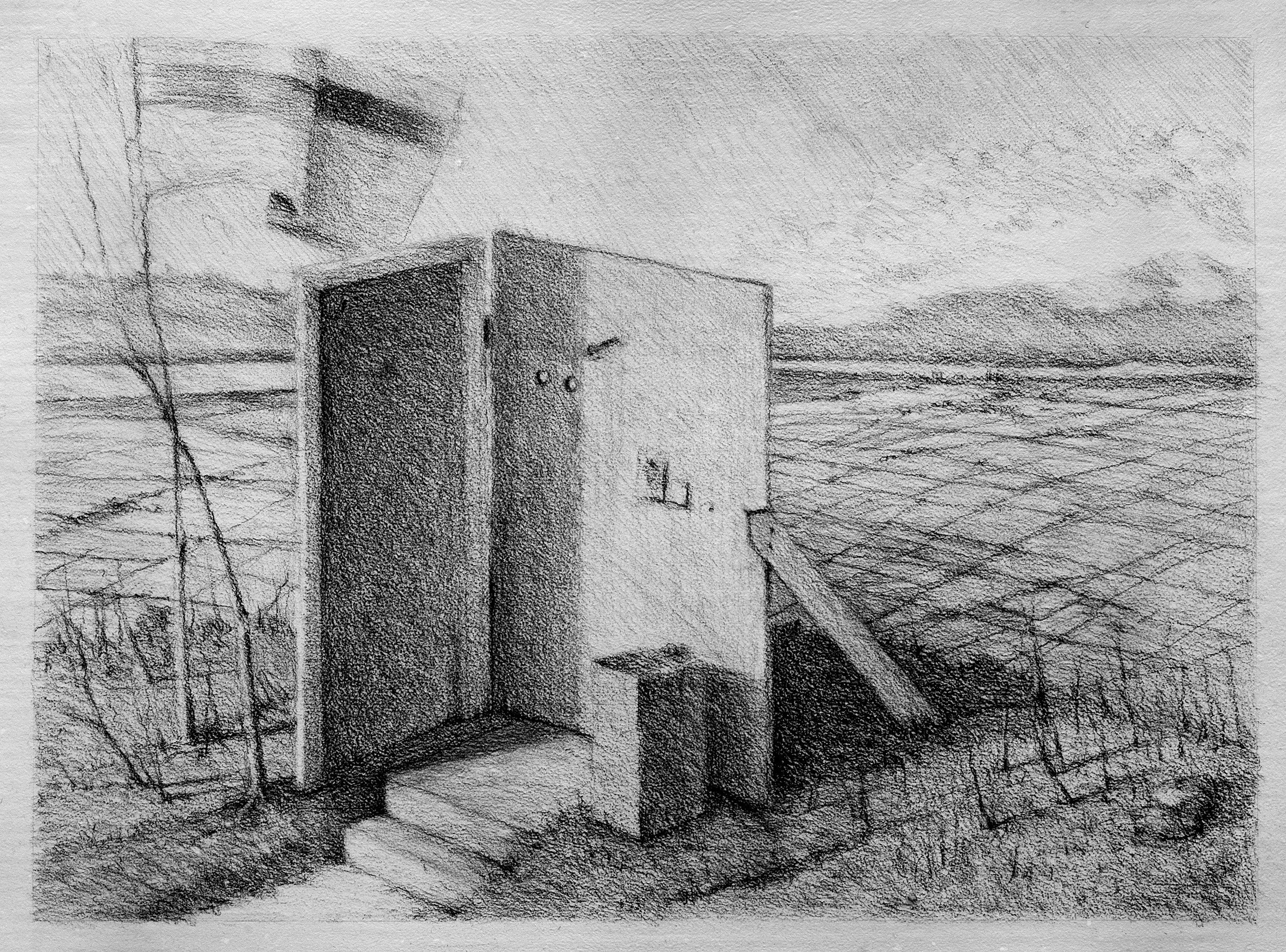 Edmund Mathews, The Game III, 30” x 24”, Charcoal on handmade paper, 2014