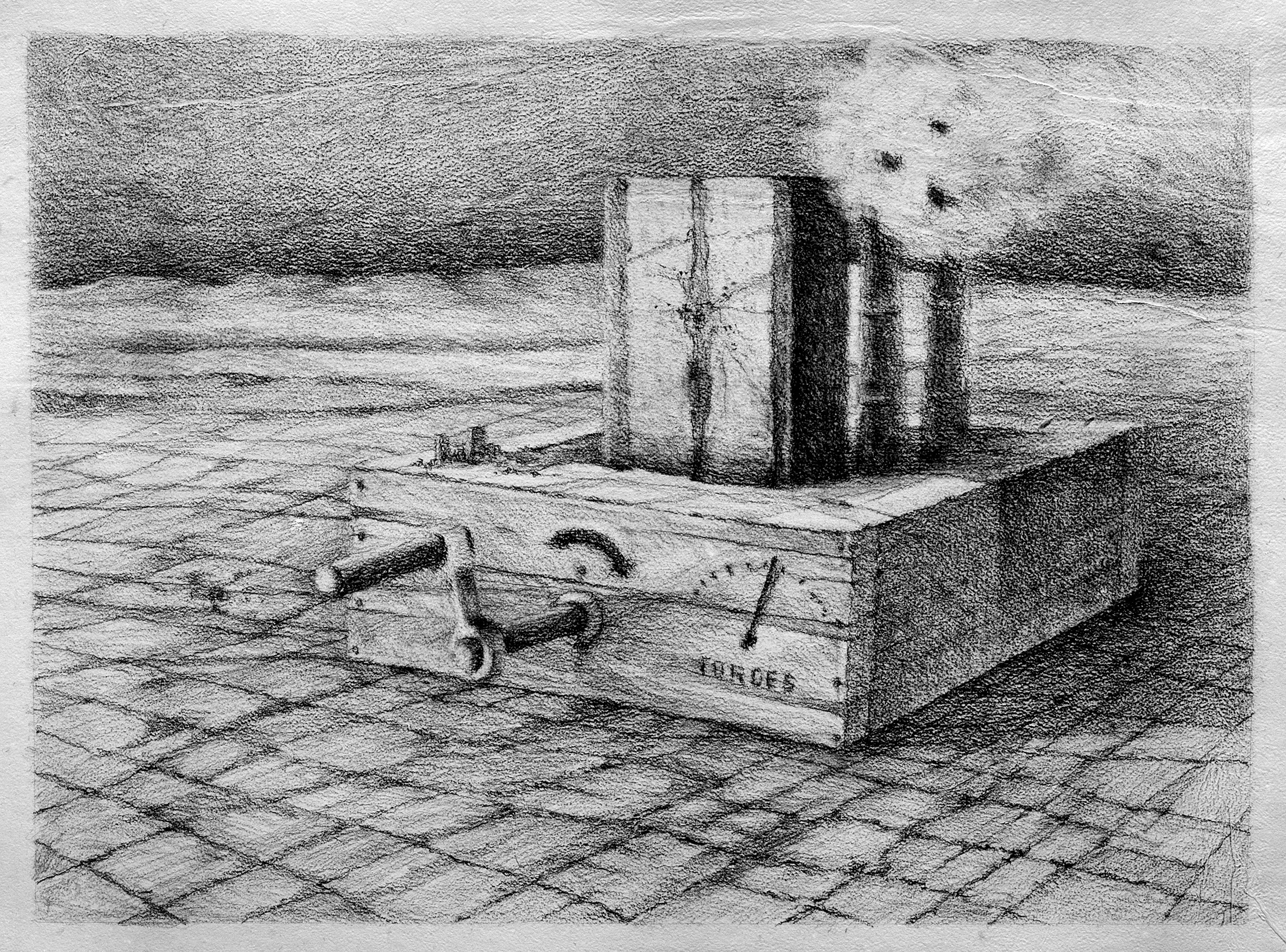 Edmund Mathews, The Game IV, 30” x 24”, Charcoal on handmade paper, 2014