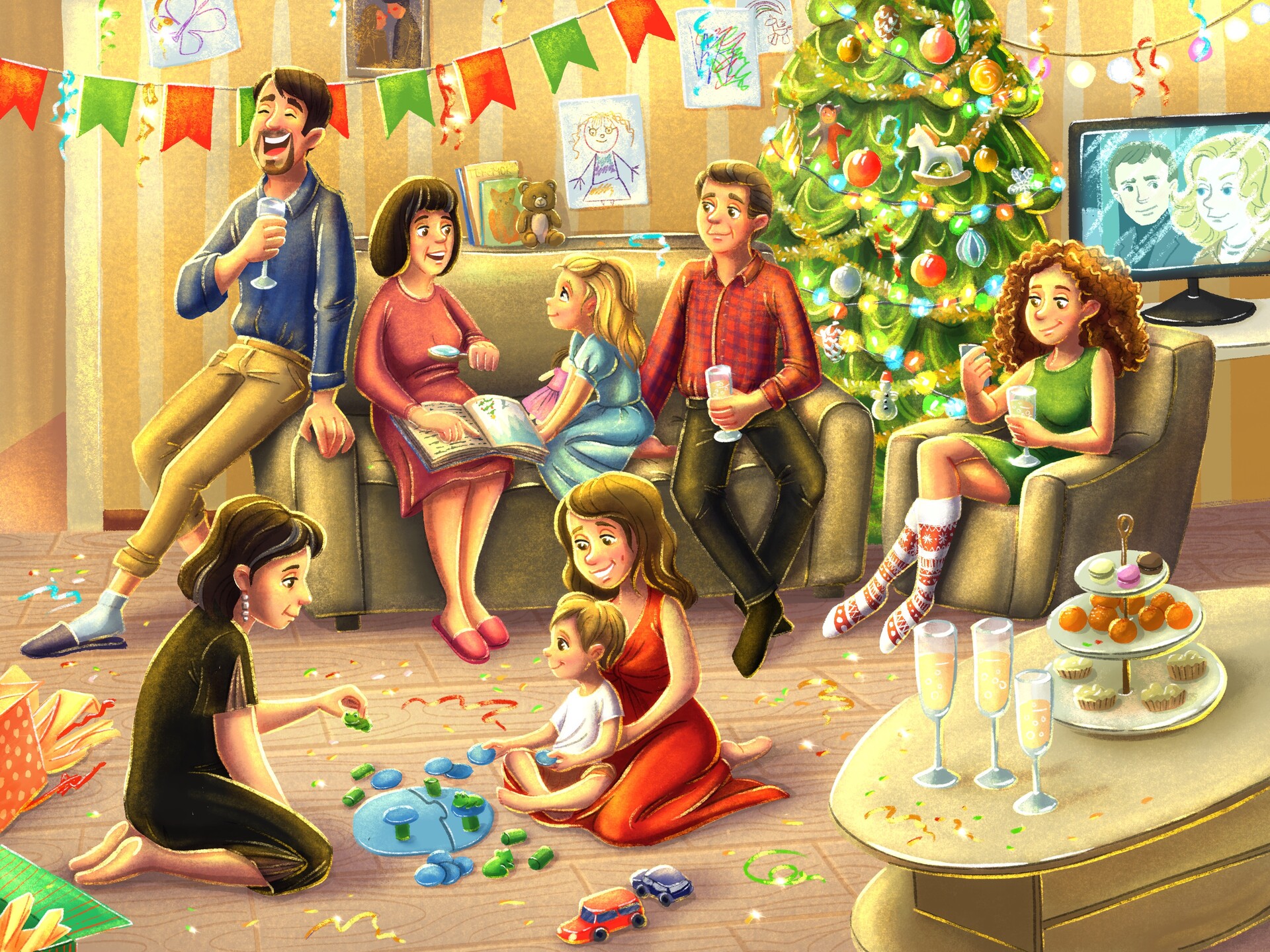 Celebrating christmas store with family