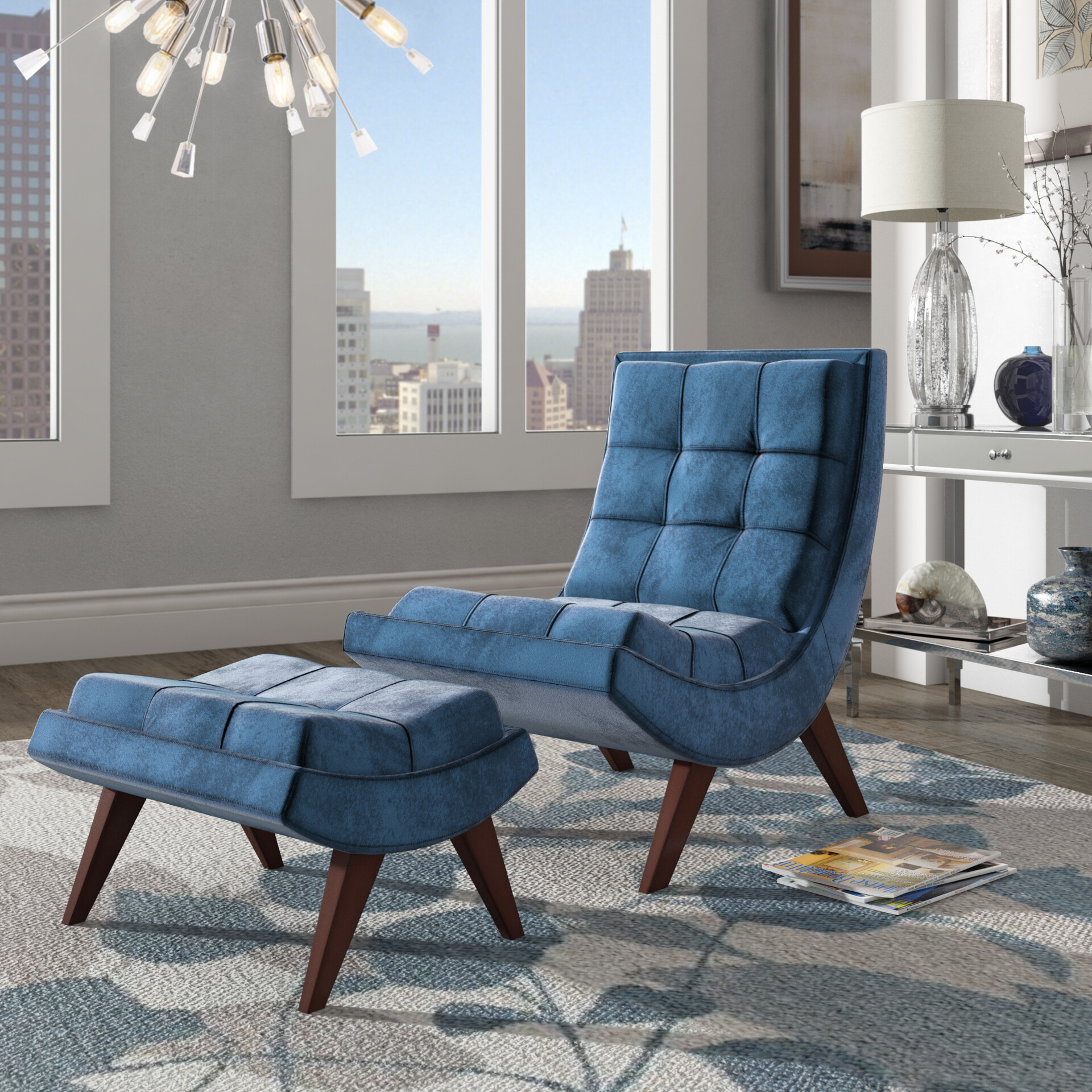 ArtStation Velvet chair and ottoman