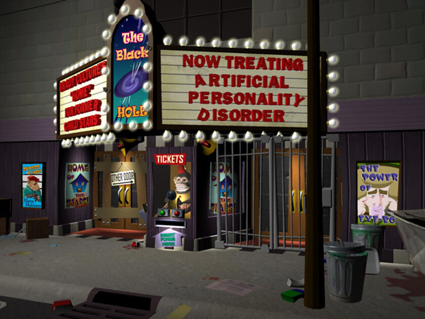 Sam &amp; Max Save the World - Asylum exterior.  Was a lot of fun to create this!  (light poles, meters not my work)