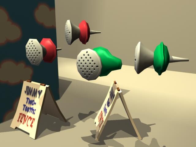 Telltale Games - Sam &amp; Max Save the World  -  the red and green pieces are voice boxes for stuffed animals.