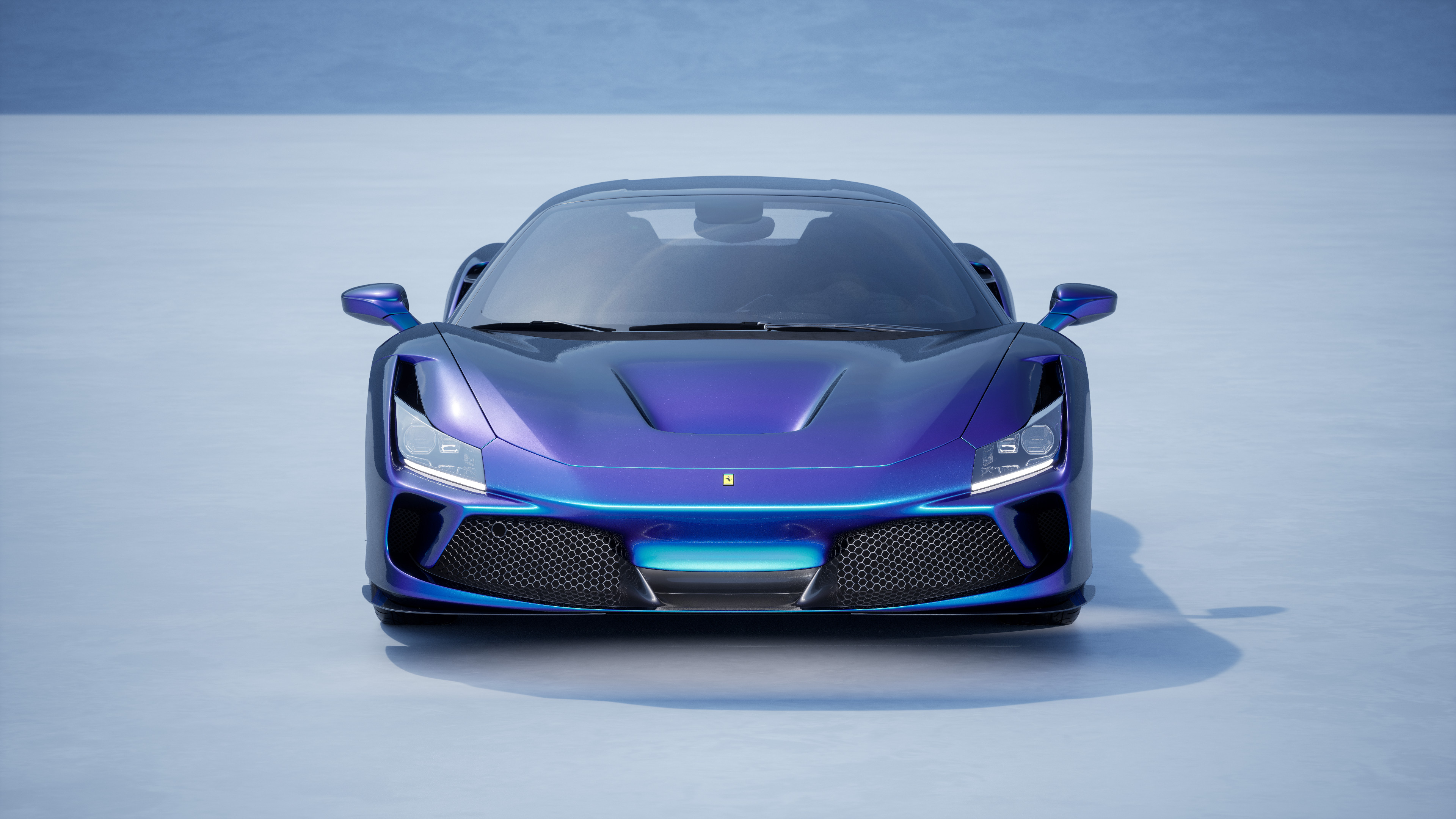 Indoor Autoabdeckung Ferrari F8 Tributo Blue with white striping