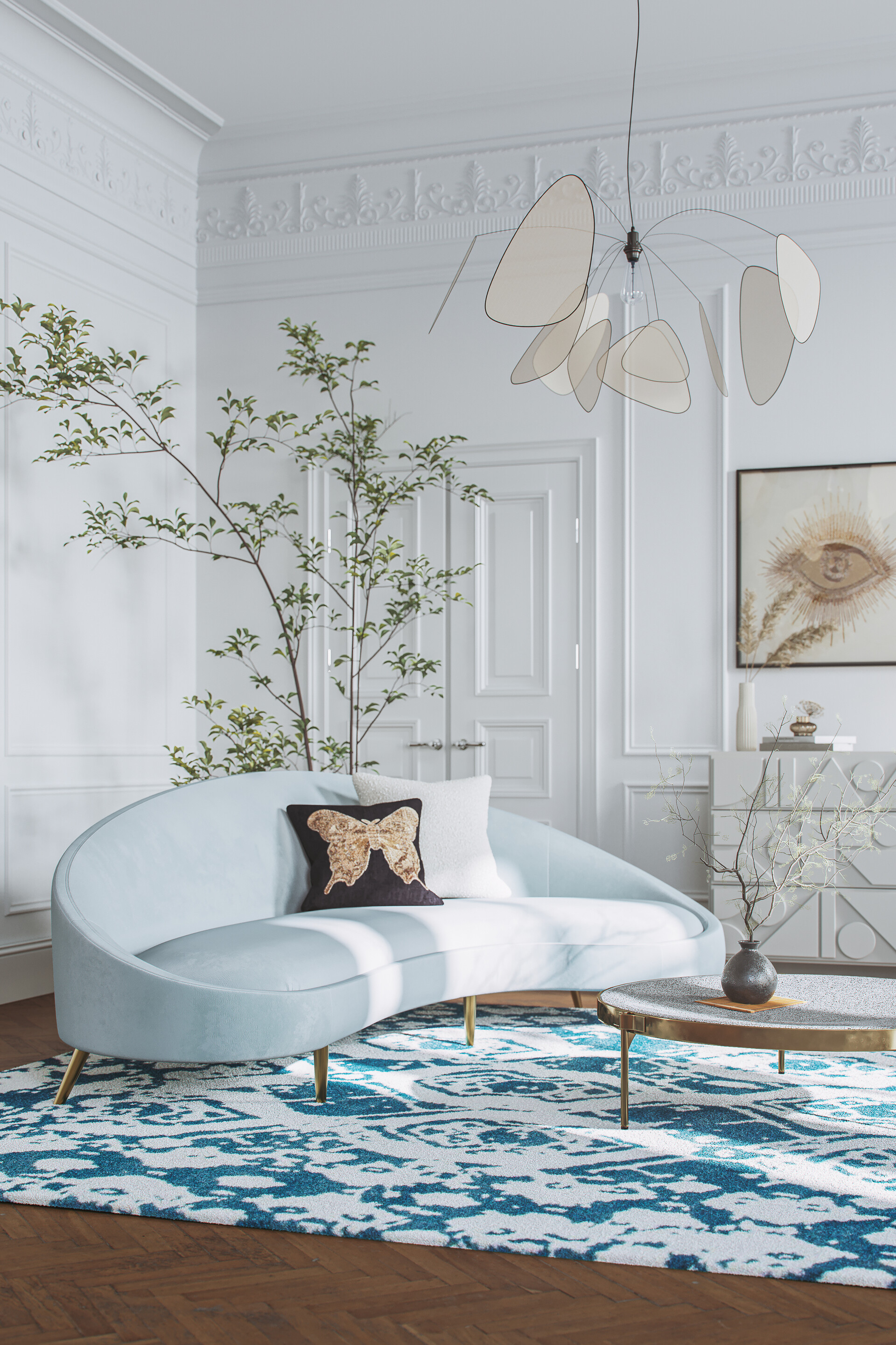 Baby blue shop sofa