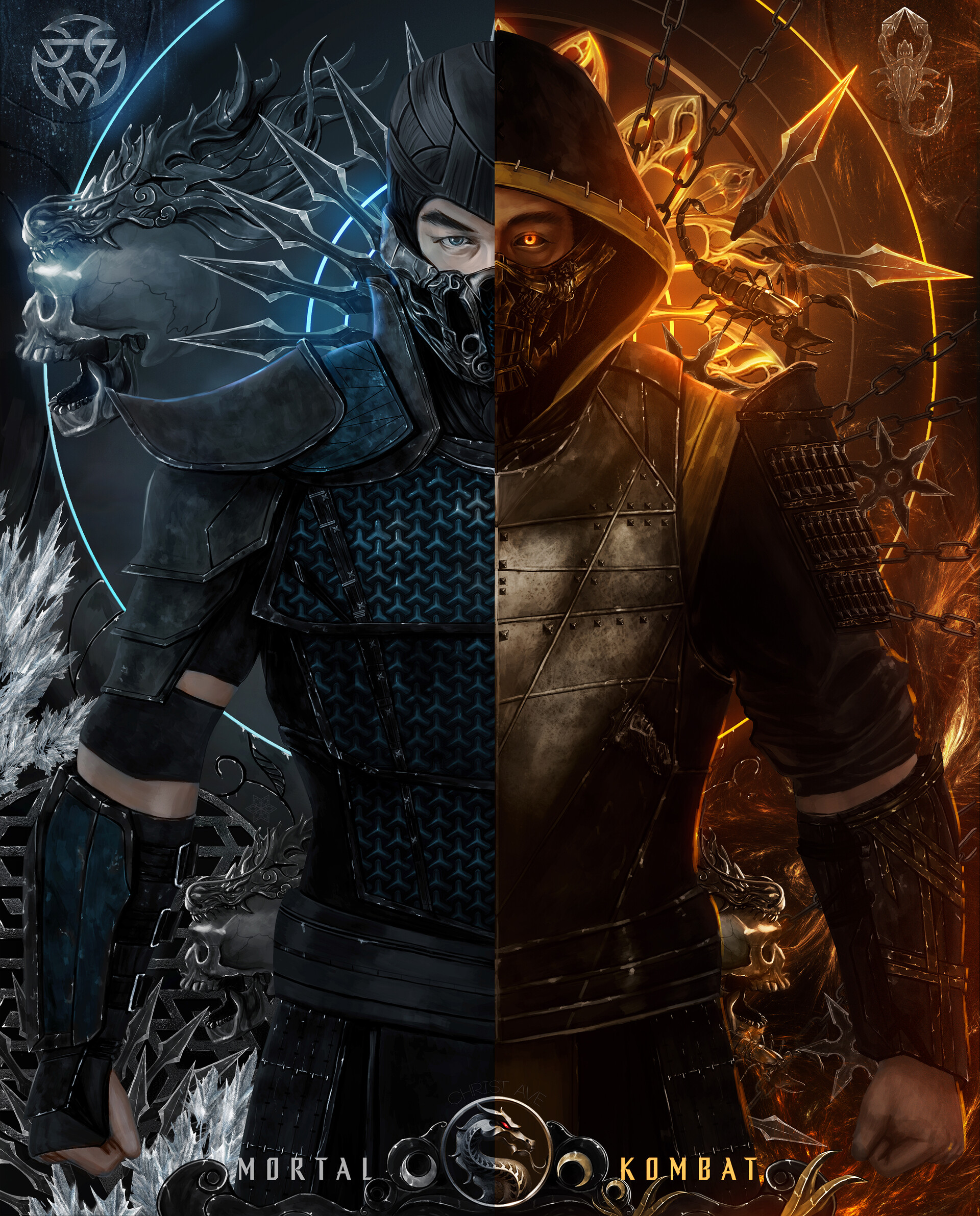 ArtStation - Mortal Kombat - Sub Zero and Scorpion Art, image size:1920x2384