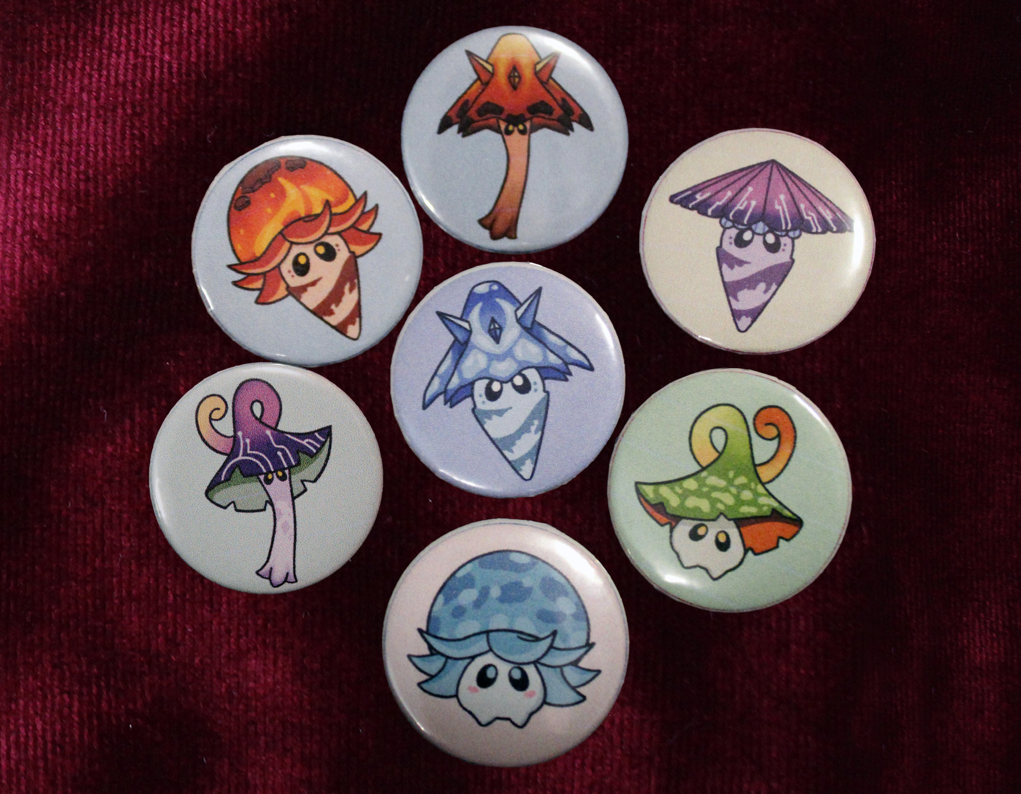 All 7 fungi buttons together